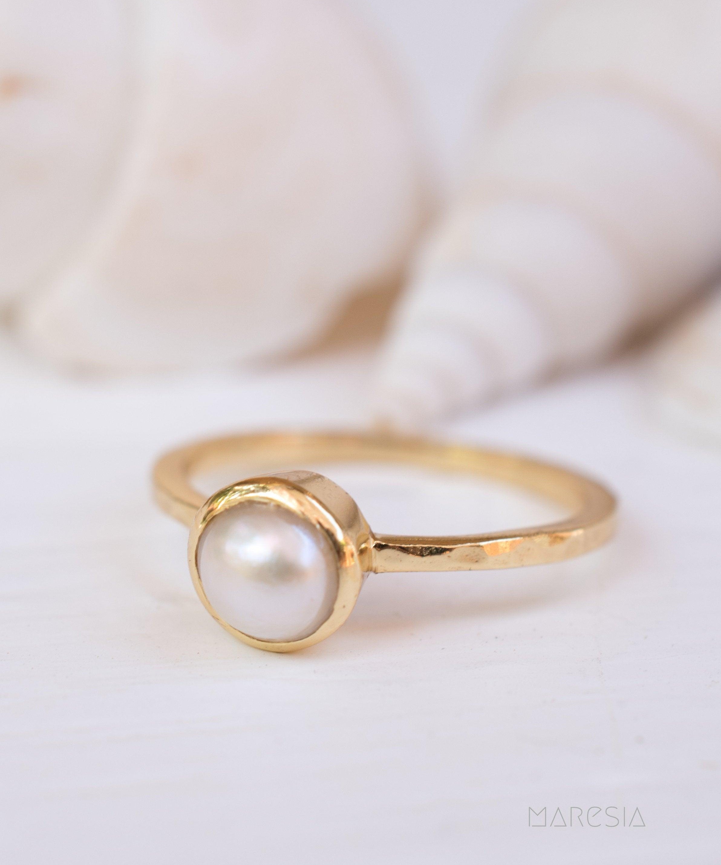 Pearl Gold Ring ~ 18k Gold Plated ~ MR210 - Maresia Jewelry