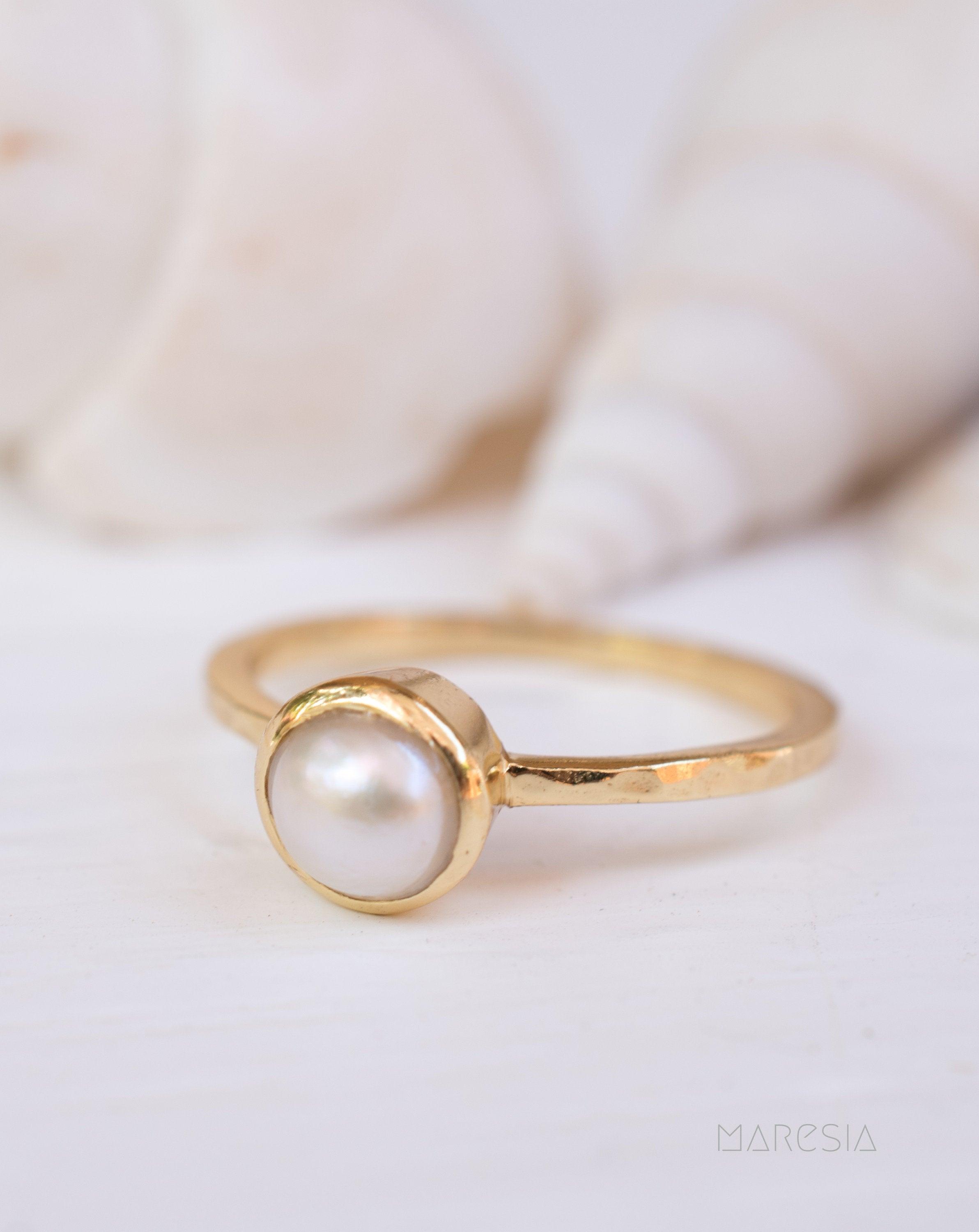 Pearl Gold Ring ~ 18k Gold Plated ~ MR210 - Maresia Jewelry