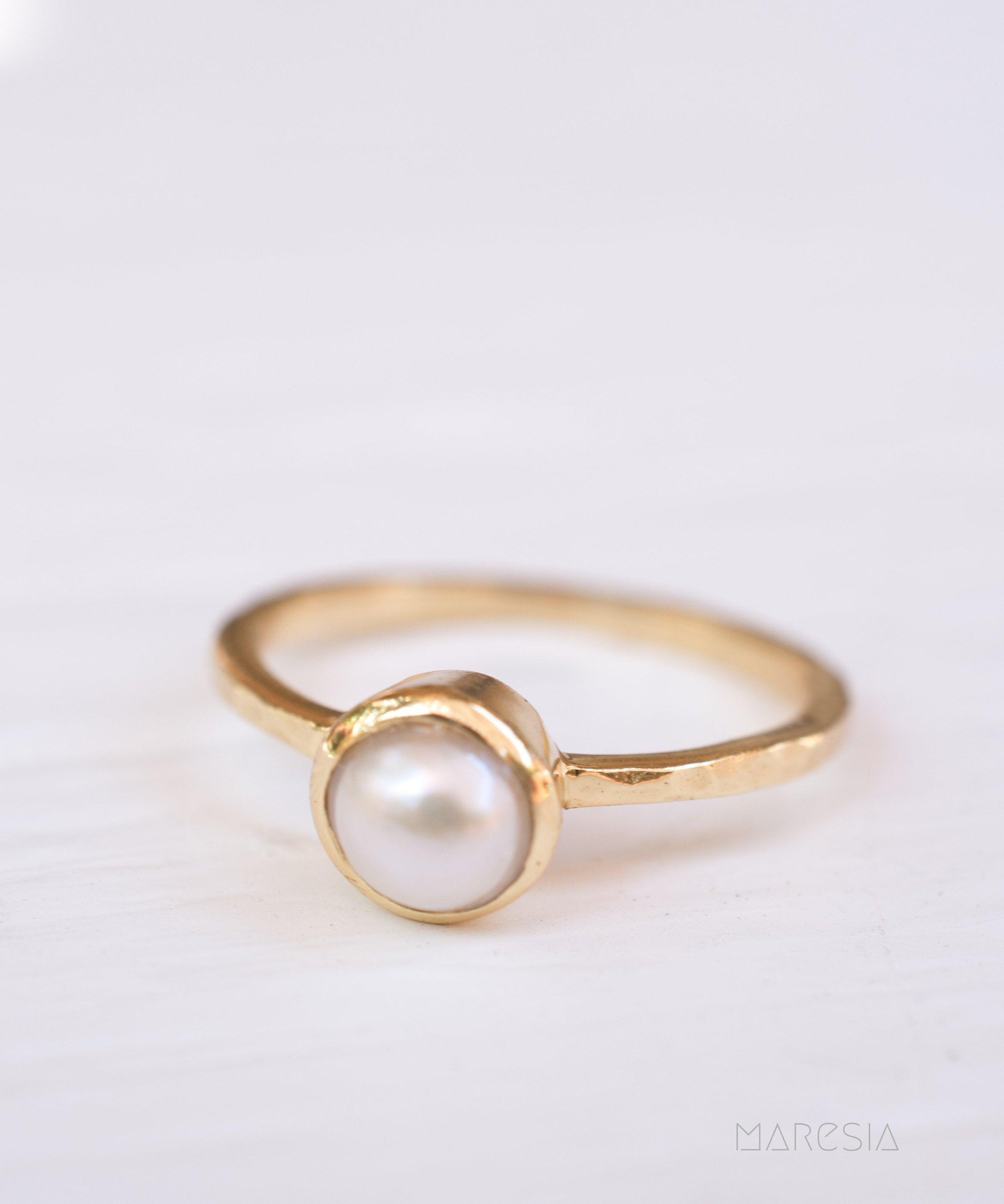 Pearl Gold Ring ~ 18k Gold Plated ~ MR210 - Maresia Jewelry