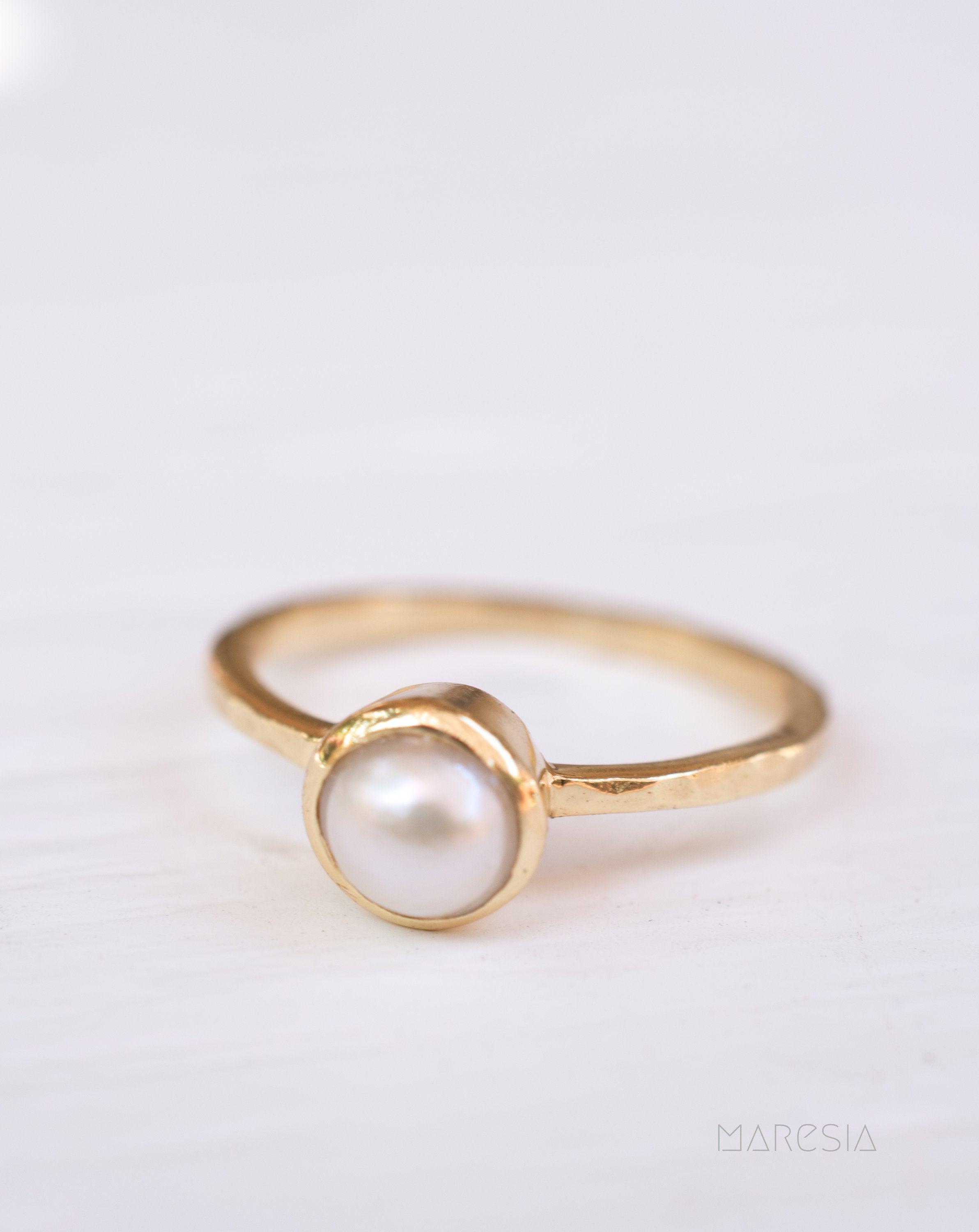 Pearl Gold Ring ~ 18k Gold Plated ~ MR210 - Maresia Jewelry