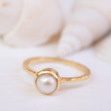 Pearl Gold Ring ~ 18k Gold Plated ~ MR210 - Maresia Jewelry