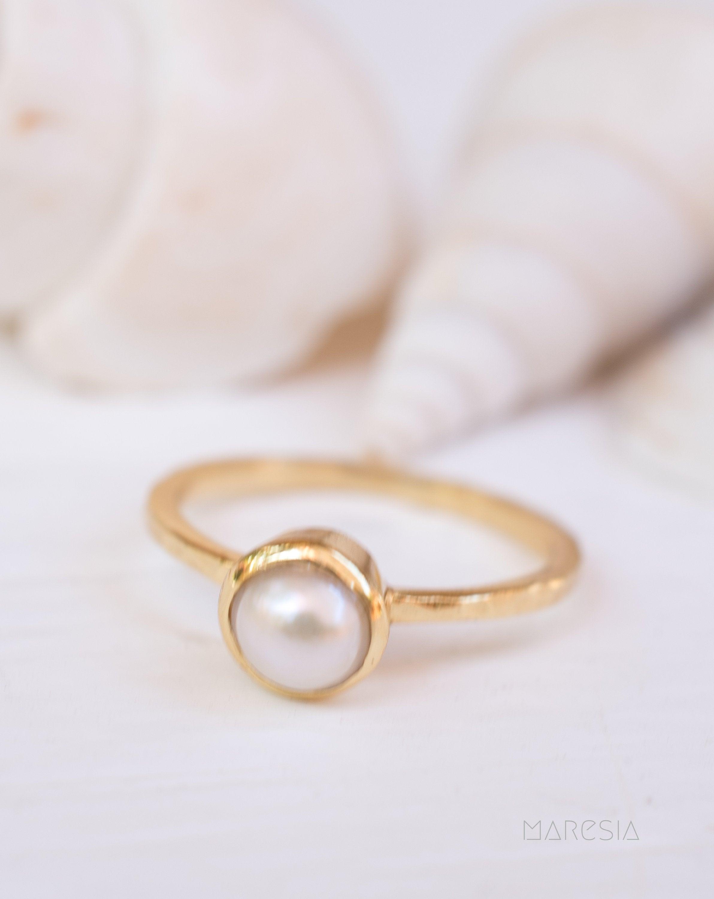 Pearl Gold Ring ~ 18k Gold Plated ~ MR210 - Maresia Jewelry