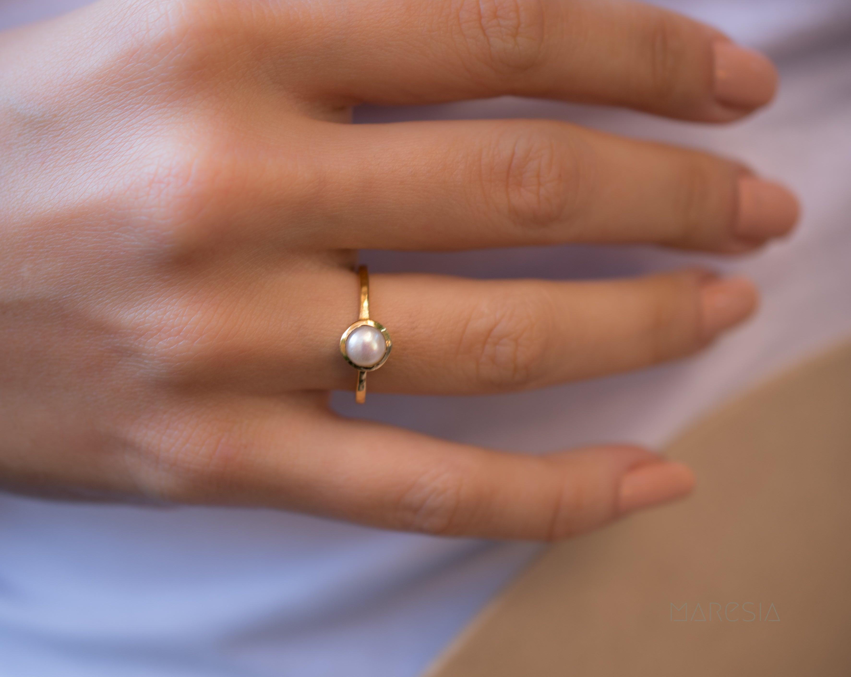 Pearl Gold Ring ~ 18k Gold Plated ~ MR210 - Maresia Jewelry