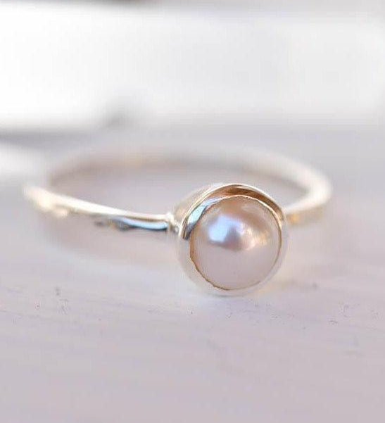 Pearl Ring ~ Delicate ~ Sterling Silver 925 ~ Handmade ~ Gemstone~Statement ~Everyday~ Hippie~Bohemian~Stackable MR242