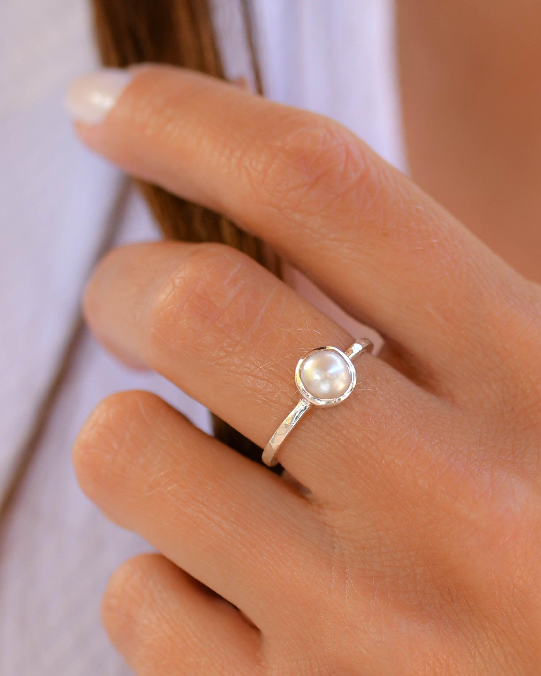 Pearl Ring ~ Delicate ~ Sterling Silver 925 ~ Handmade ~ Gemstone~Statement ~Everyday~ Hippie~Bohemian~Stackable MR242