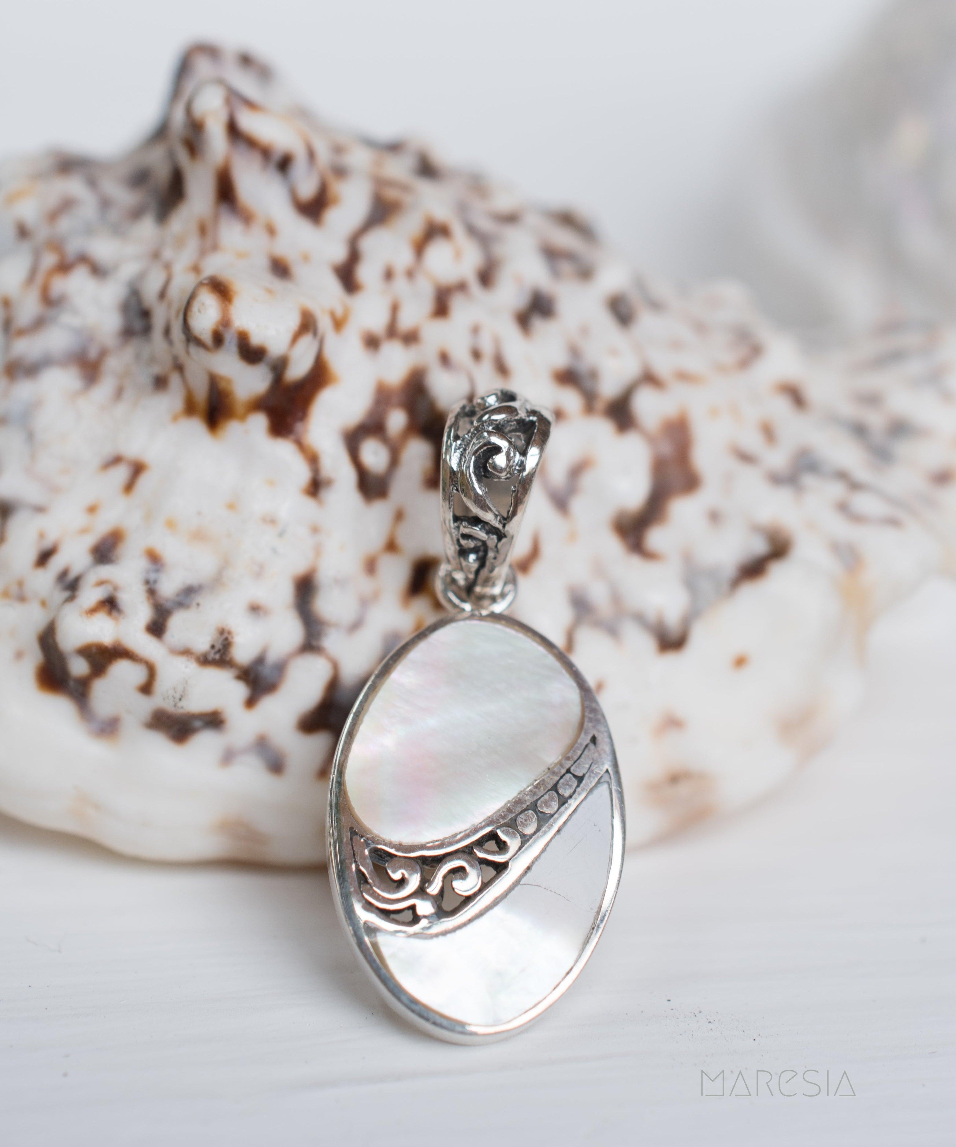 Pendant ~ Abalone, Mother of Pearl or Coral ~ Sterling Silver 925 ~SMP013 - Maresia Jewelry