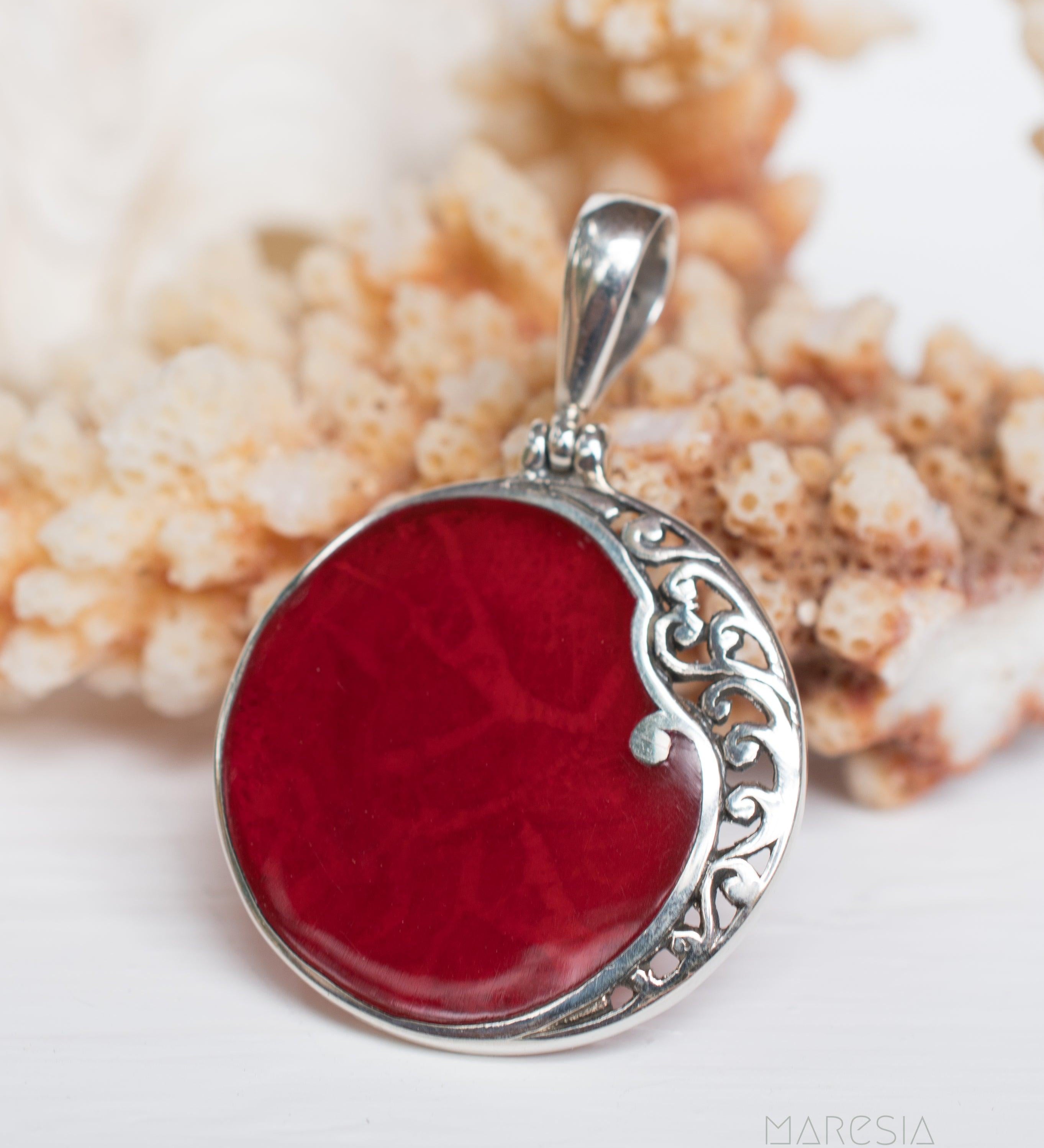 Pendant ~ Coral ~ Sterling Silver 925~ SMP014 - Maresia Jewelry