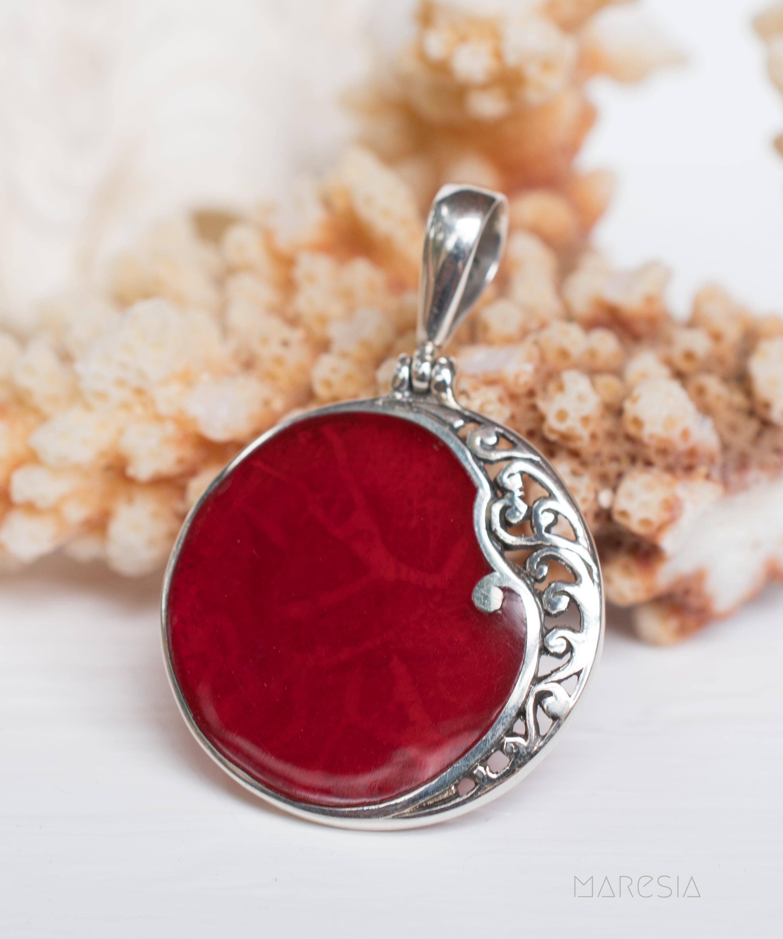 Pendant ~ Coral ~ Sterling Silver 925~ SMP014 - Maresia Jewelry