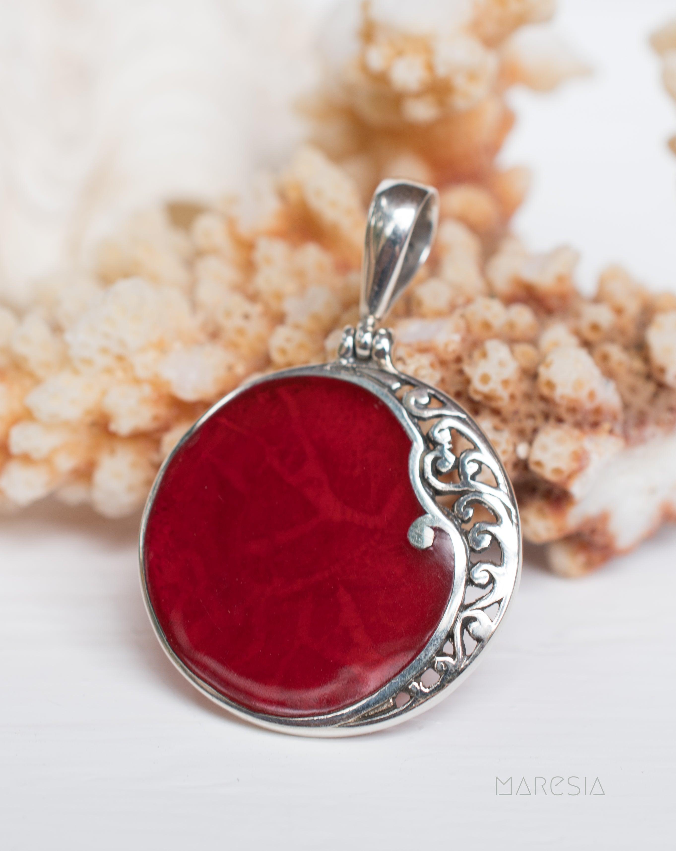 Pendant ~ Coral ~ Sterling Silver 925~ SMP014 - Maresia Jewelry