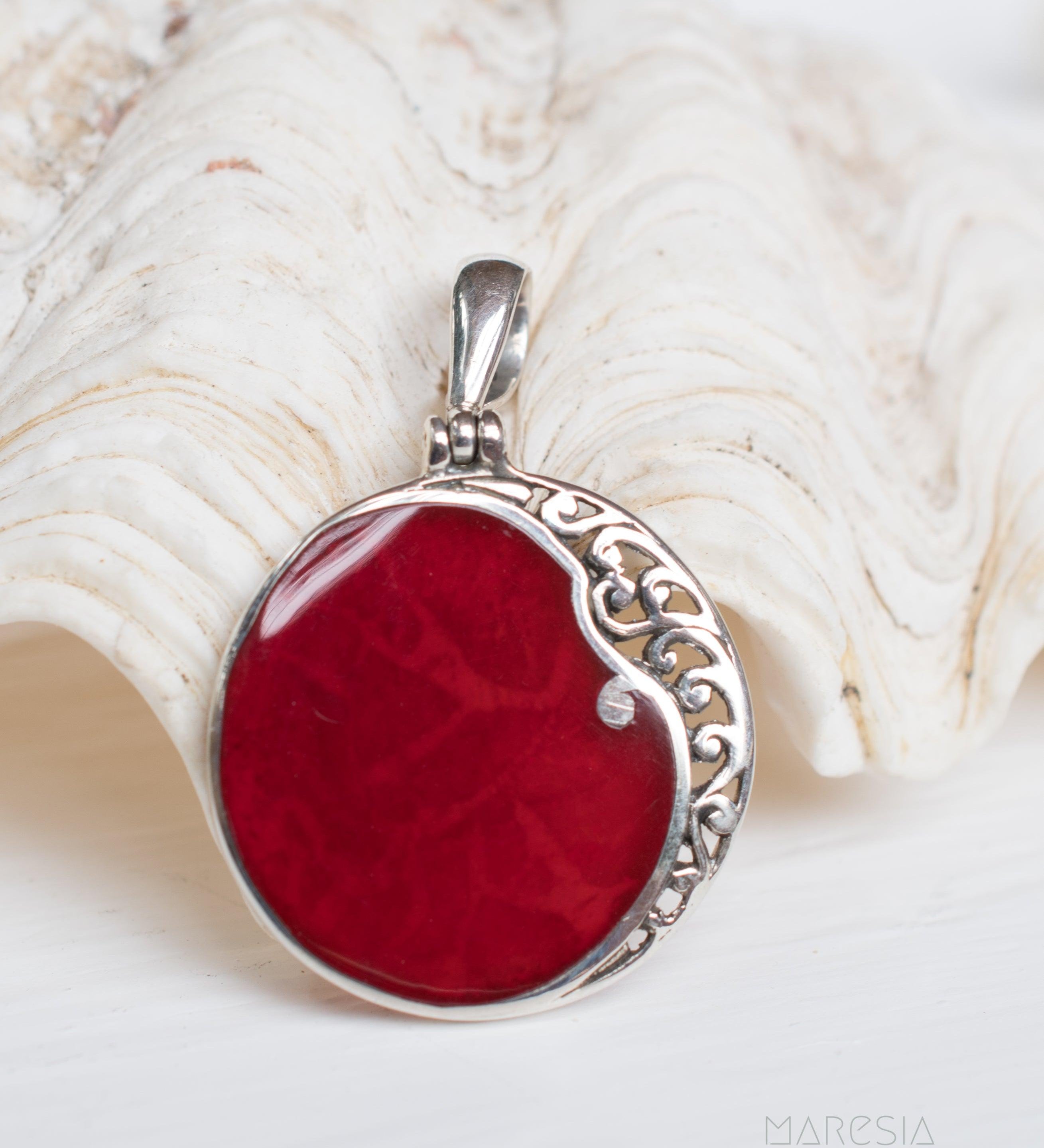Pendant ~ Coral ~ Sterling Silver 925~ SMP014 - Maresia Jewelry