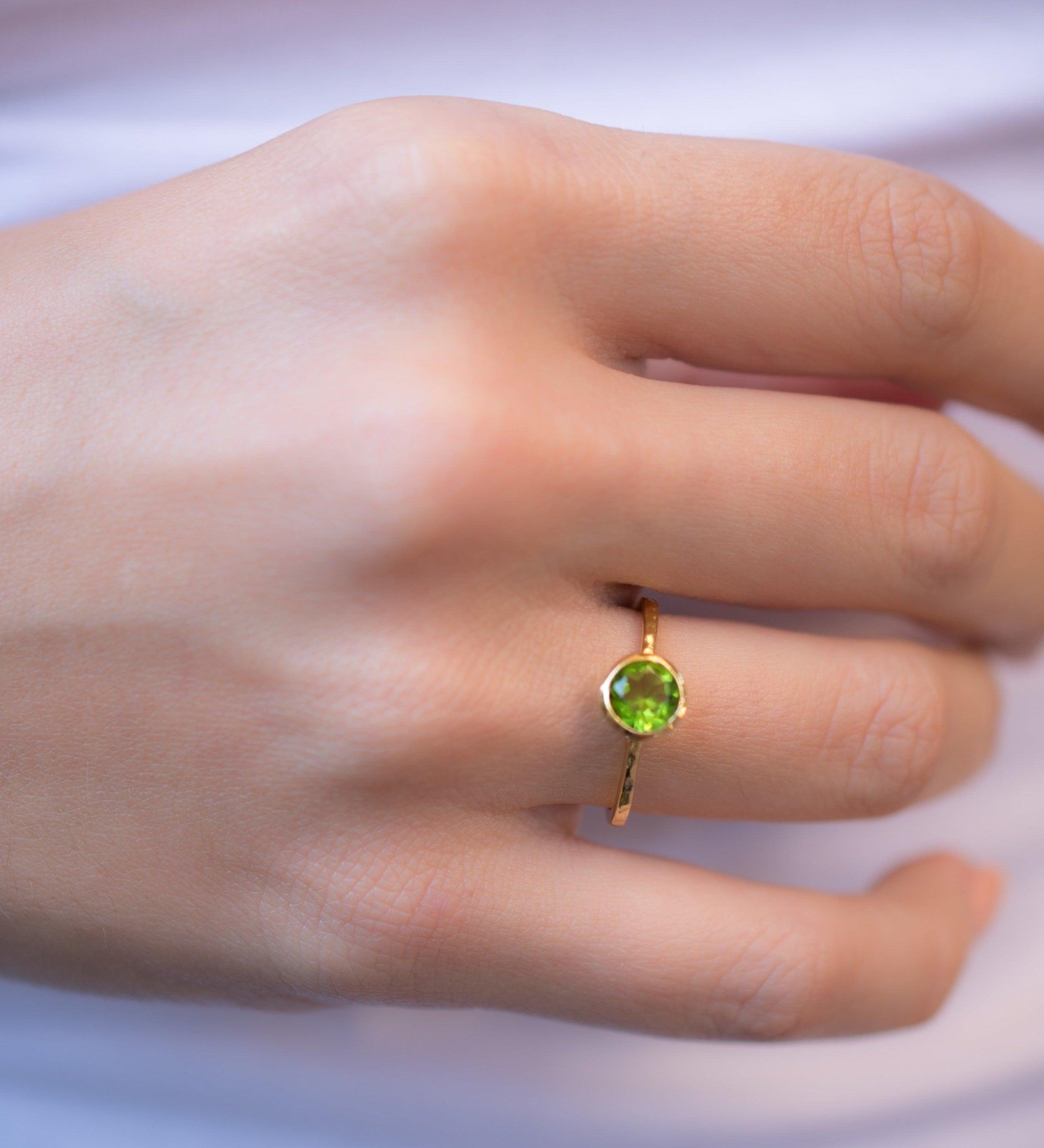 Peridot Gold Ring ~ 18k Gold Plated ~ MR212 - Maresia Jewelry