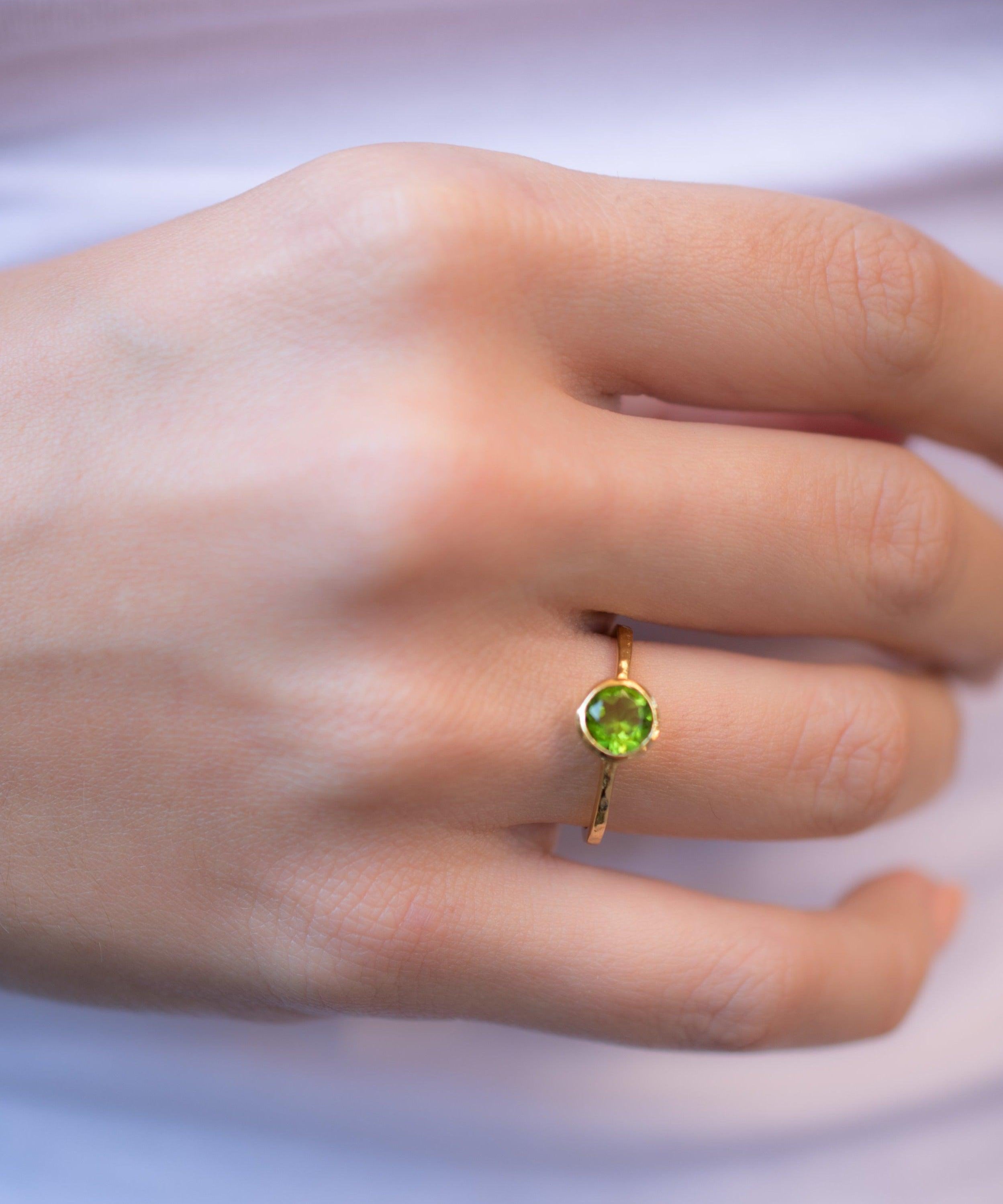 Peridot Gold Ring ~ 18k Gold Plated ~ MR212 - Maresia Jewelry