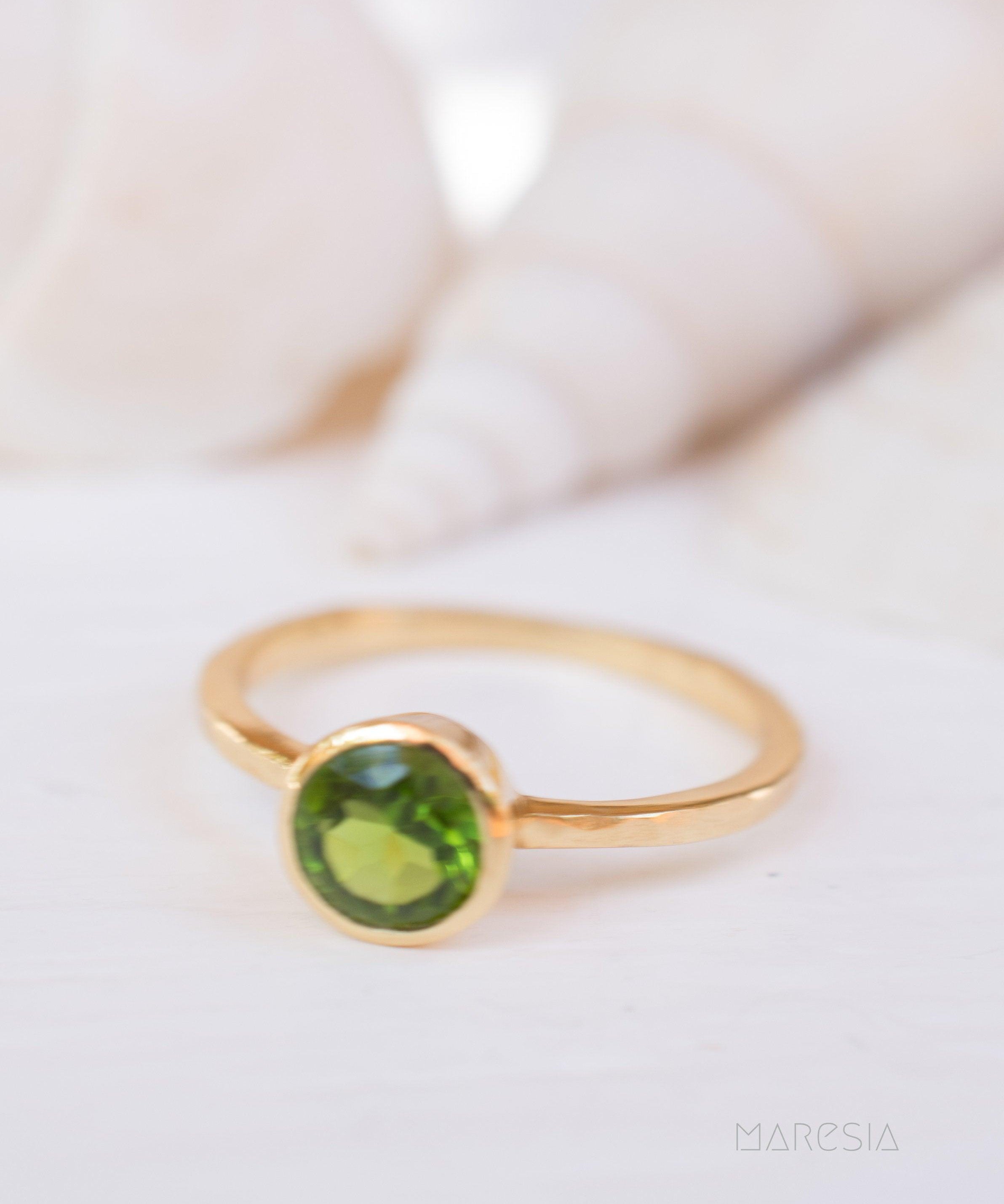 Peridot Gold Ring ~ 18k Gold Plated ~ MR212 - Maresia Jewelry
