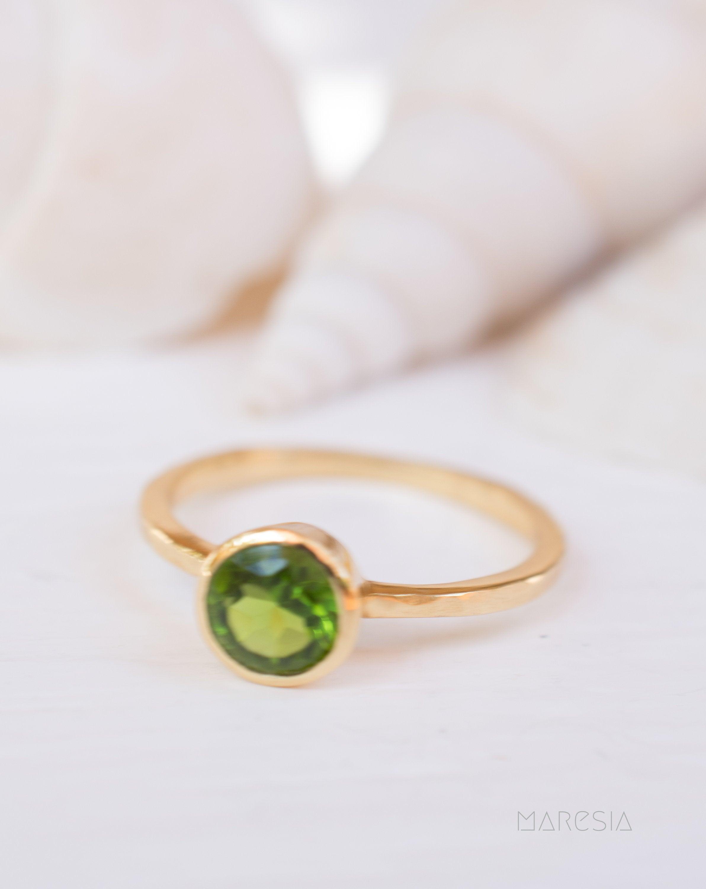 Peridot Gold Ring ~ 18k Gold Plated ~ MR212 - Maresia Jewelry