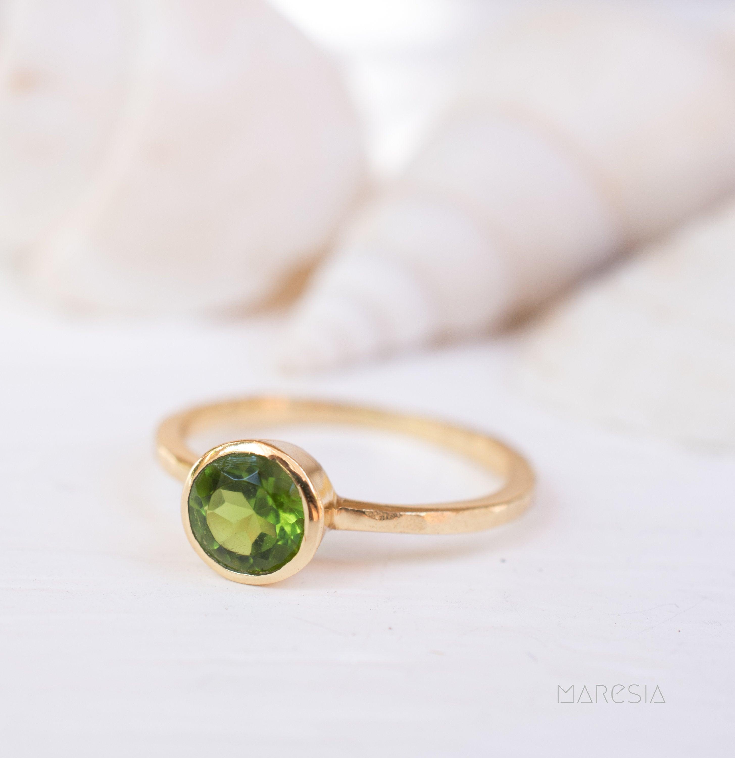Peridot Gold Ring ~ 18k Gold Plated ~ MR212 - Maresia Jewelry