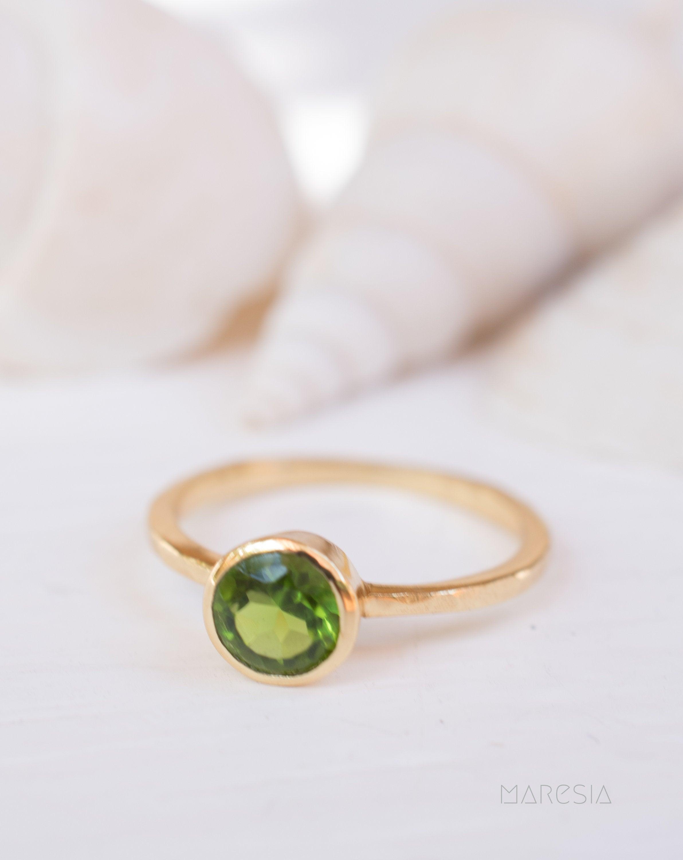 Peridot Gold Ring ~ 18k Gold Plated ~ MR212 - Maresia Jewelry