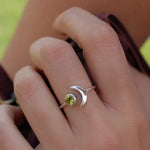 Peridot half moon Ring ~ Sterling Silver 925~  MR047 - Maresia Jewelry
