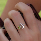 Peridot half moon Ring ~ Sterling Silver 925~  MR047 - Maresia Jewelry