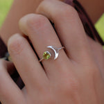 Peridot half moon Ring ~ Sterling Silver 925~  MR047 - Maresia Jewelry