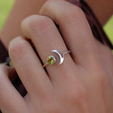 Peridot half moon Ring ~ Sterling Silver 925~  MR047 - Maresia Jewelry