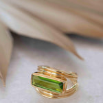 Peridot Hydro Ring ~ Rectangular Stone ~ 18k Gold Plated ~ Jewelry ~ Handmade ~ Boho ~ MR301