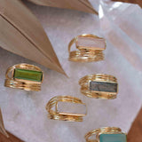 Peridot Hydro Ring ~ Rectangular Stone ~ 18k Gold Plated ~ Jewelry ~ Handmade ~ Boho ~ MR301
