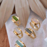 Peridot Hydro Ring ~ Rectangular Stone ~ 18k Gold Plated ~ Jewelry ~ Handmade ~ Boho ~ MR301