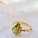 Peridot Gold Ring ~ Delicate ~ 18k Gold Plated ~ Handmade ~ Gemstone~Statement ~Everyday~ Hippie~Bohemian~Stackable MR312