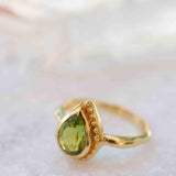 Peridot Gold Ring ~ Delicate ~ 18k Gold Plated ~ Handmade ~ Gemstone~Statement ~Everyday~ Hippie~Bohemian~Stackable MR312