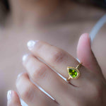 Peridot Gold Ring ~ Delicate ~ 18k Gold Plated ~ Handmade ~ Gemstone~Statement ~Everyday~ Hippie~Bohemian~Stackable MR312