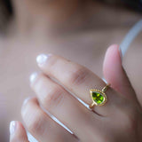 Peridot Gold Ring ~ Delicate ~ 18k Gold Plated ~ Handmade ~ Gemstone~Statement ~Everyday~ Hippie~Bohemian~Stackable MR312