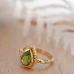 Peridot Gold Ring ~ Delicate ~ 18k Gold Plated ~ Handmade ~ Gemstone~Statement ~Everyday~ Hippie~Bohemian~Stackable MR312