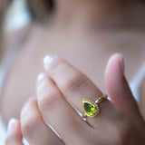 Peridot Gold Ring ~ Delicate ~ 18k Gold Plated ~ Handmade ~ Gemstone~Statement ~Everyday~ Hippie~Bohemian~Stackable MR312