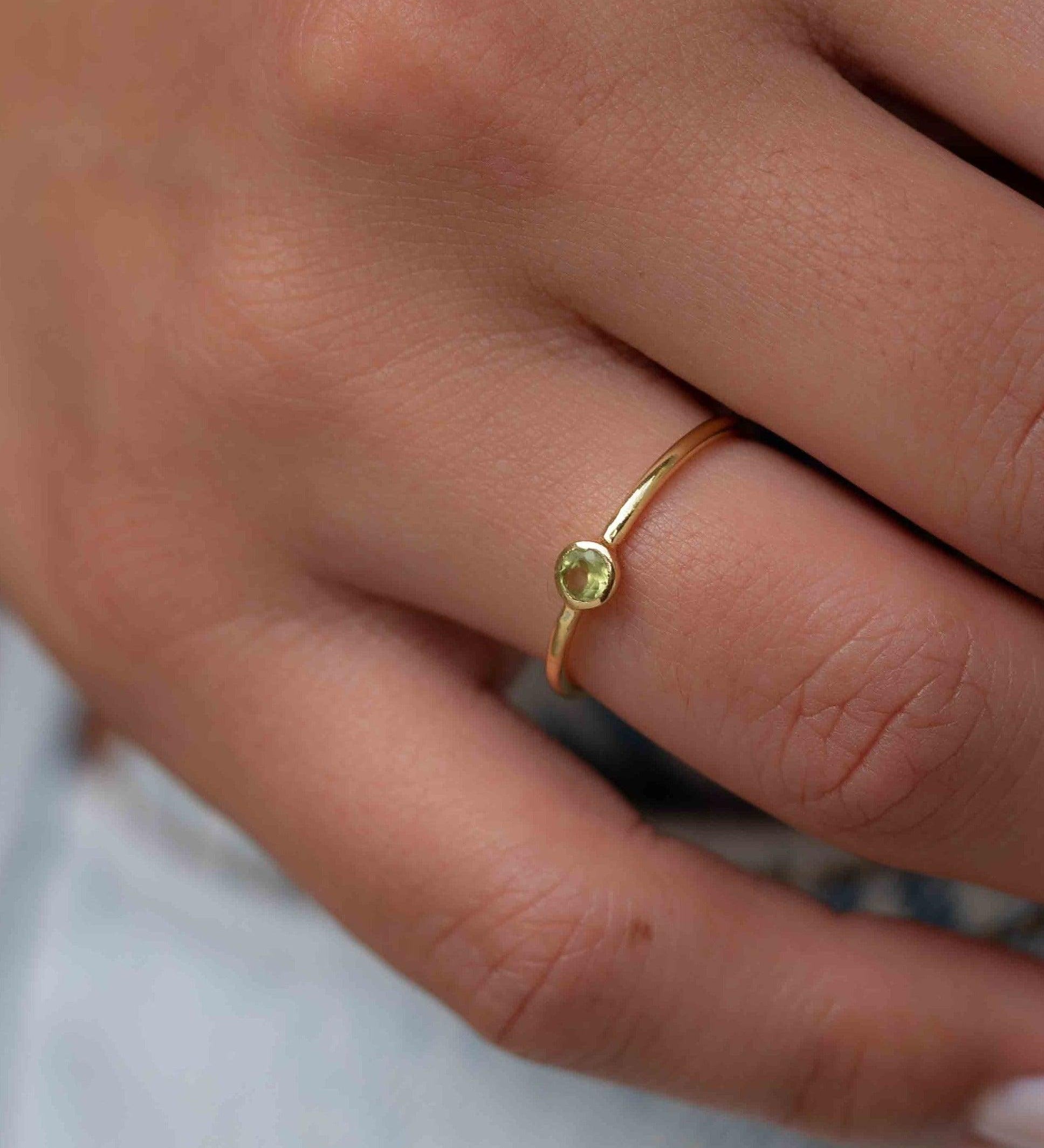 Peridot Gold Ring ~ Delicate ~ 18k Gold Plated ~ Handmade ~ Gemstone~Statement ~Everyday~ Hippie~Bohemian~Stackable ~MR327