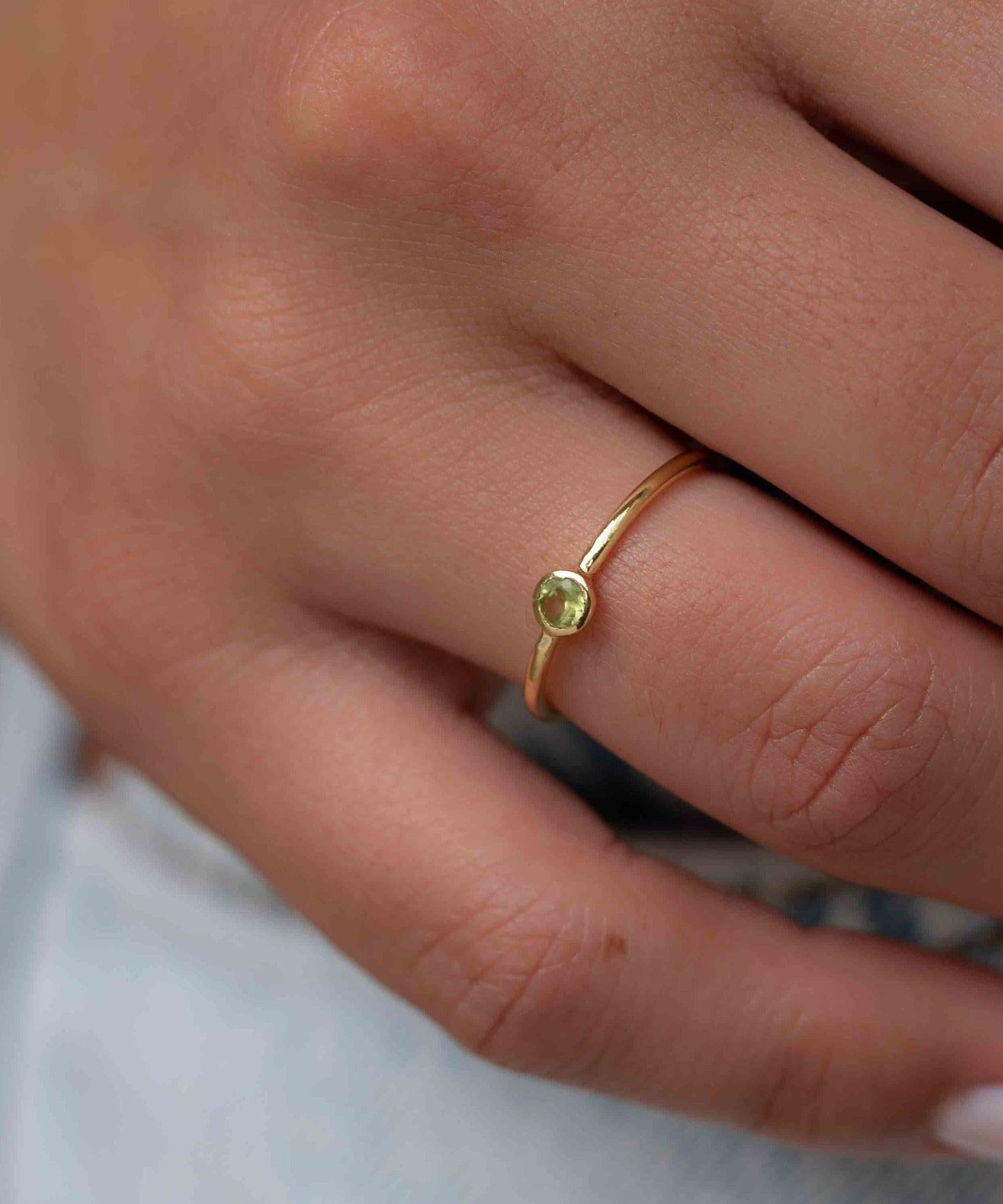 Peridot Gold Ring ~ Delicate ~ 18k Gold Plated ~ Handmade ~ Gemstone~Statement ~Everyday~ Hippie~Bohemian~Stackable ~MR327