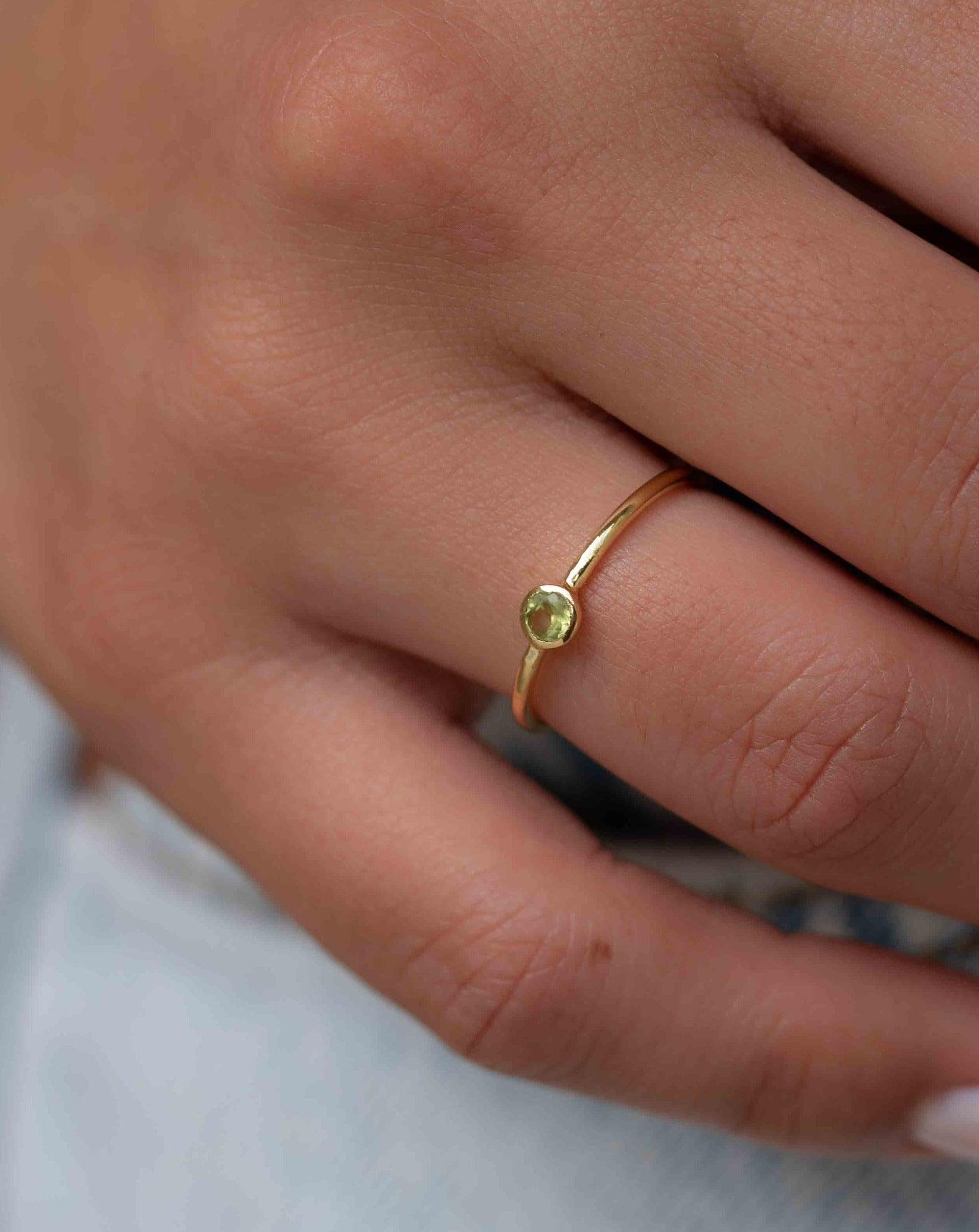 Peridot Gold Ring ~ Delicate ~ 18k Gold Plated ~ Handmade ~ Gemstone~Statement ~Everyday~ Hippie~Bohemian~Stackable ~MR327