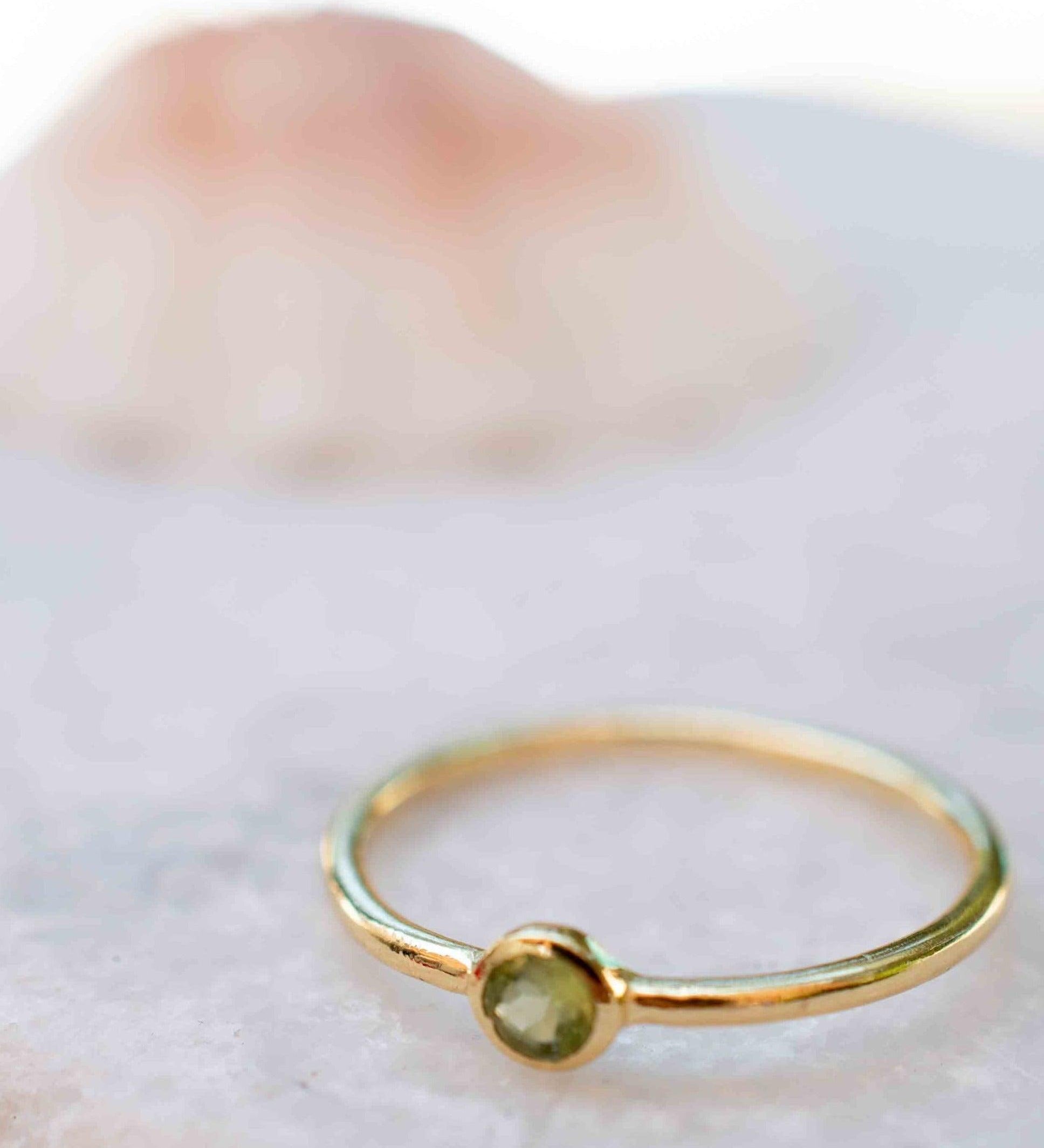 Peridot Gold Ring ~ Delicate ~ 18k Gold Plated ~ Handmade ~ Gemstone~Statement ~Everyday~ Hippie~Bohemian~Stackable ~MR327