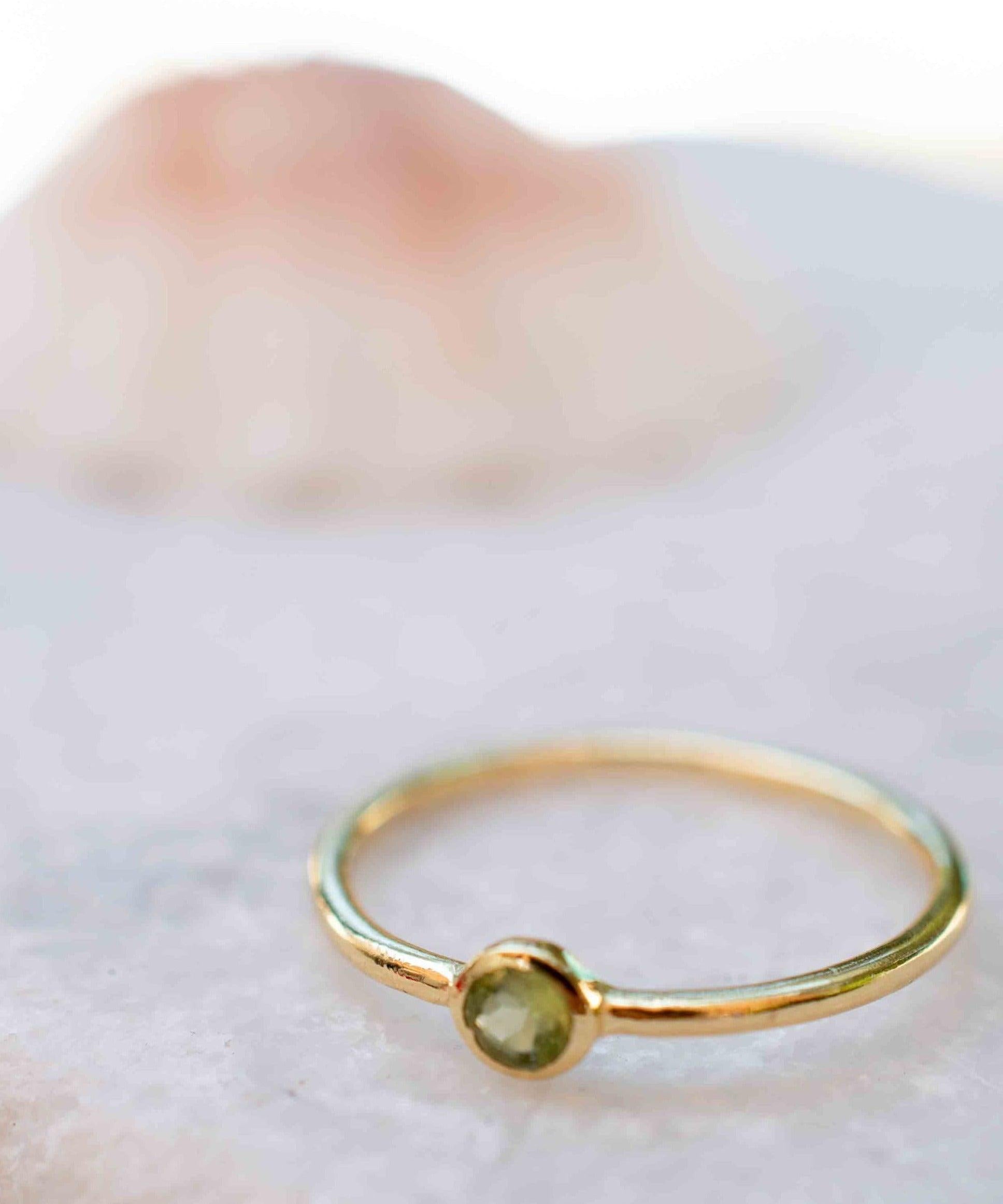 Peridot Gold Ring ~ Delicate ~ 18k Gold Plated ~ Handmade ~ Gemstone~Statement ~Everyday~ Hippie~Bohemian~Stackable ~MR327