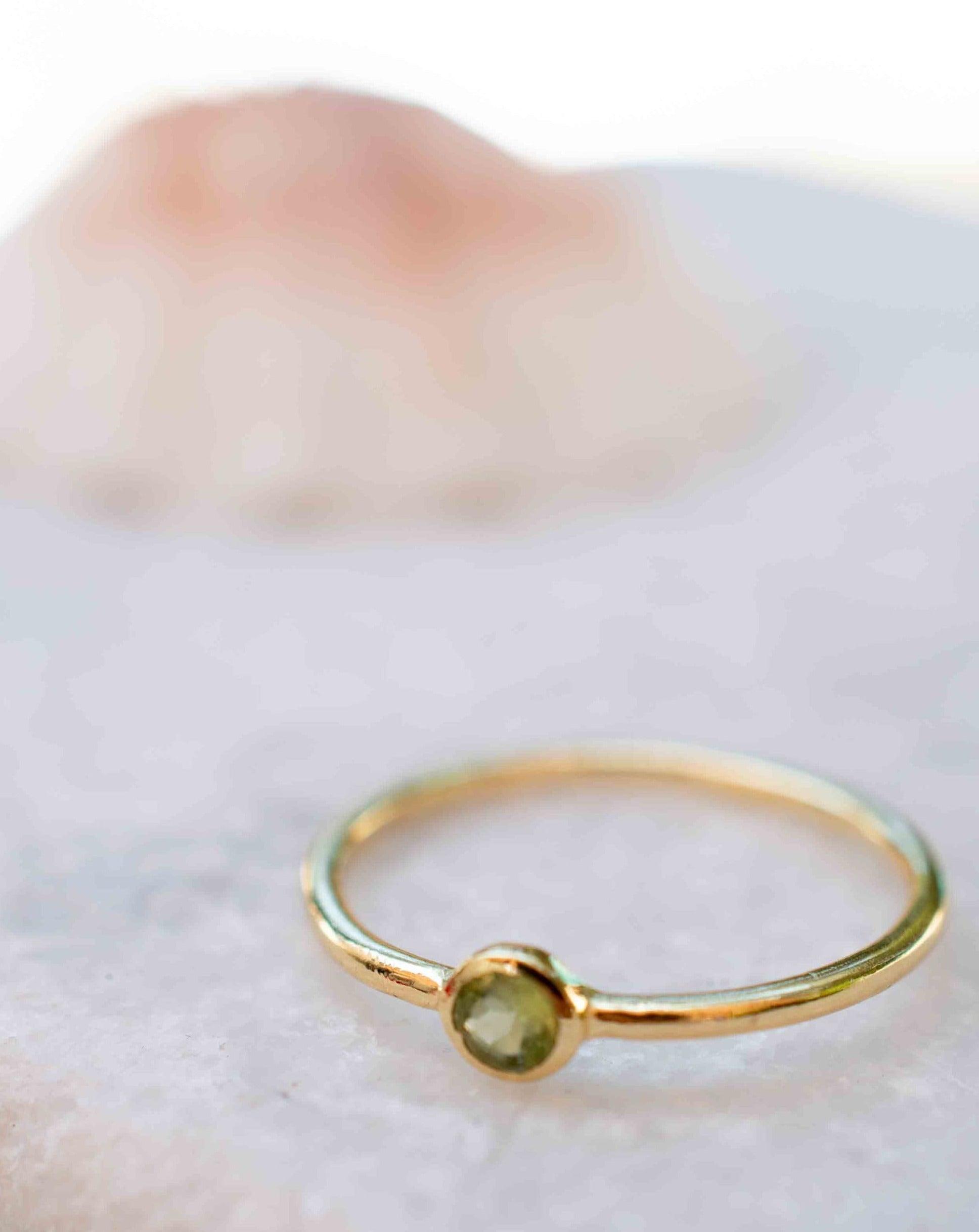 Peridot Gold Ring ~ Delicate ~ 18k Gold Plated ~ Handmade ~ Gemstone~Statement ~Everyday~ Hippie~Bohemian~Stackable ~MR327