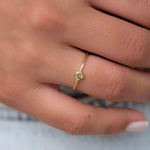 Peridot Gold Ring ~ Delicate ~ 18k Gold Plated ~ Handmade ~ Gemstone~Statement ~Everyday~ Hippie~Bohemian~Stackable ~MR327