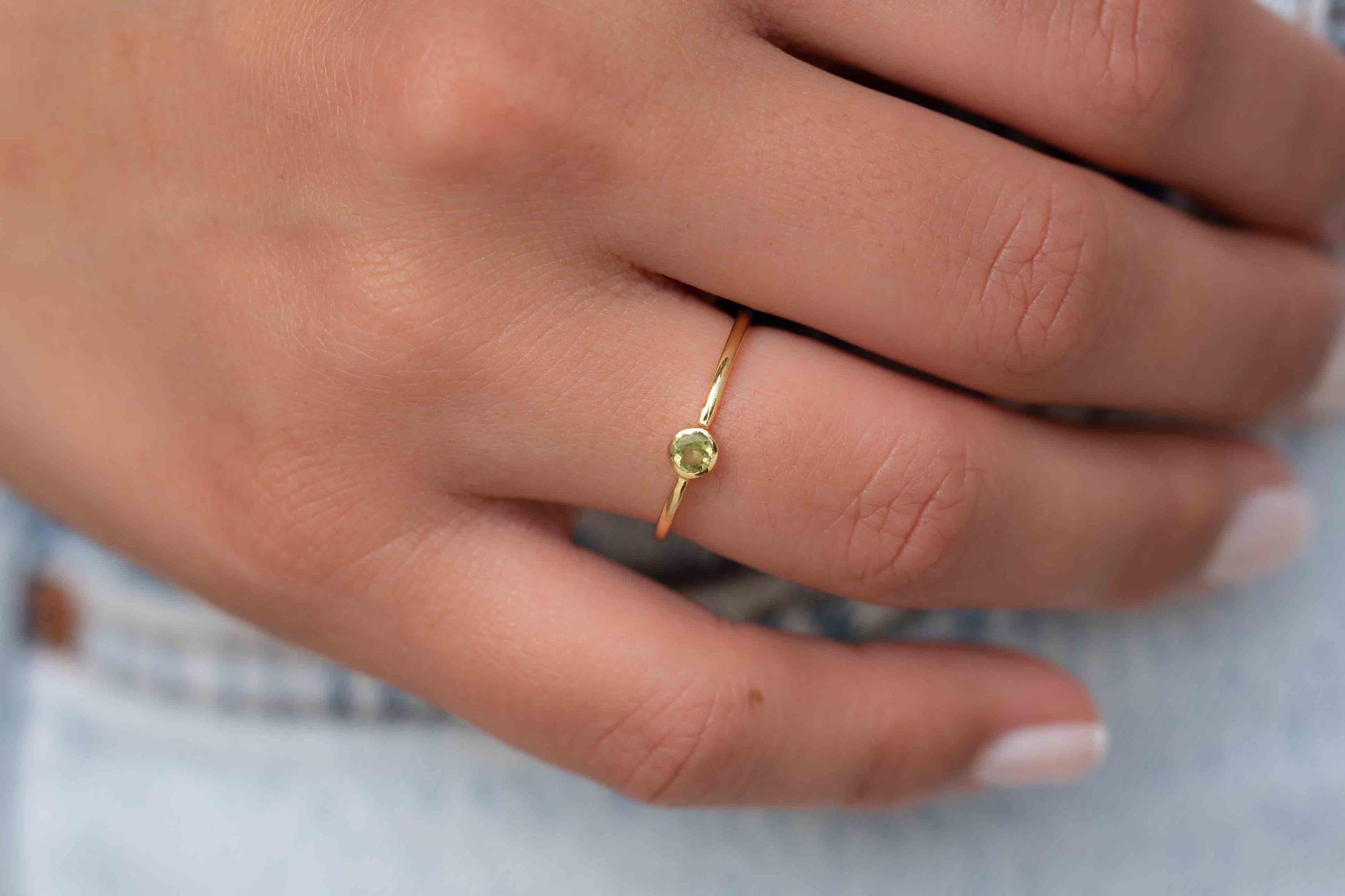 Peridot Gold Ring ~ Delicate ~ 18k Gold Plated ~ Handmade ~ Gemstone~Statement ~Everyday~ Hippie~Bohemian~Stackable ~MR327