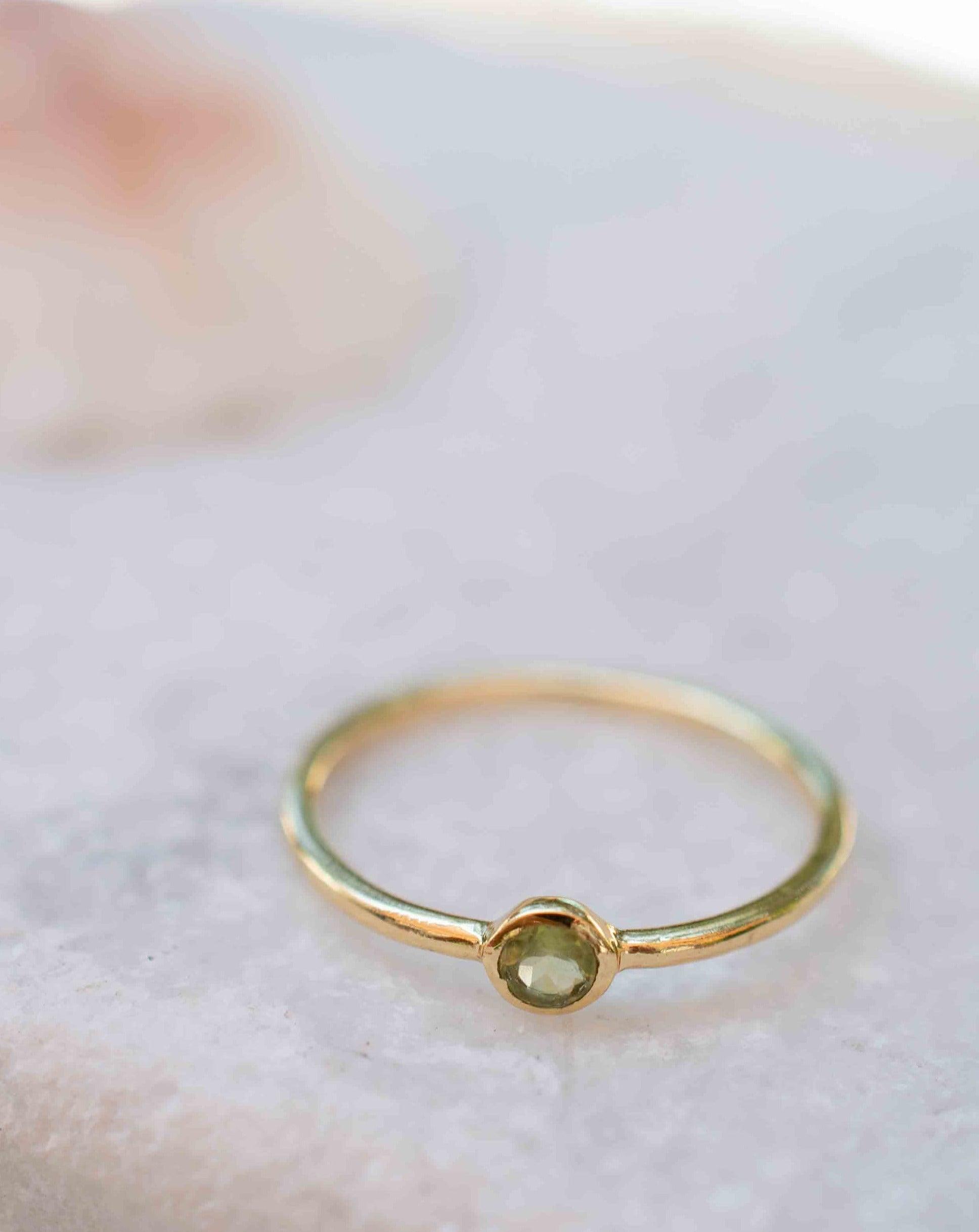 Peridot Gold Ring ~ Delicate ~ 18k Gold Plated ~ Handmade ~ Gemstone~Statement ~Everyday~ Hippie~Bohemian~Stackable ~MR327