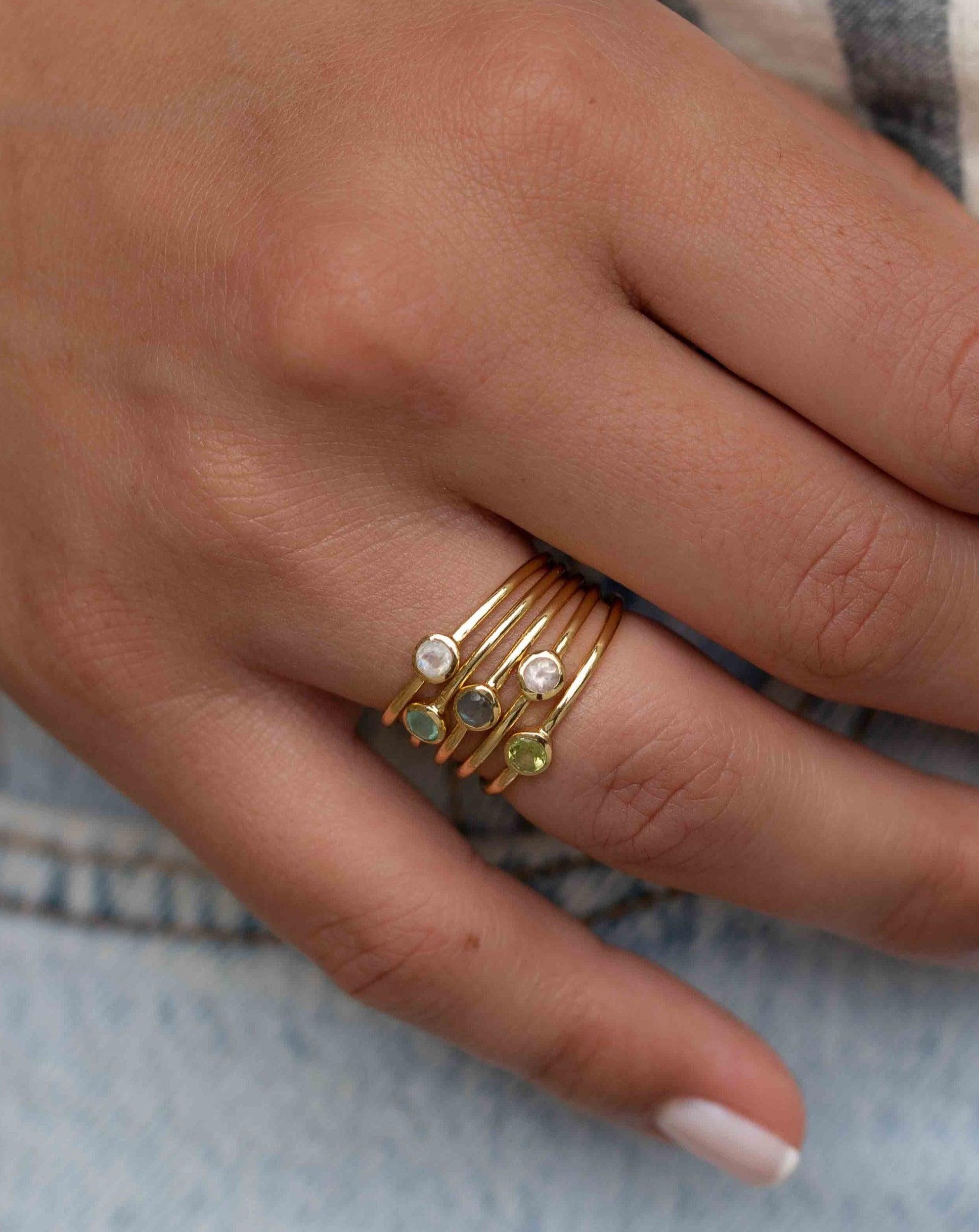 Peridot Gold Ring ~ Delicate ~ 18k Gold Plated ~ Handmade ~ Gemstone~Statement ~Everyday~ Hippie~Bohemian~Stackable ~MR327