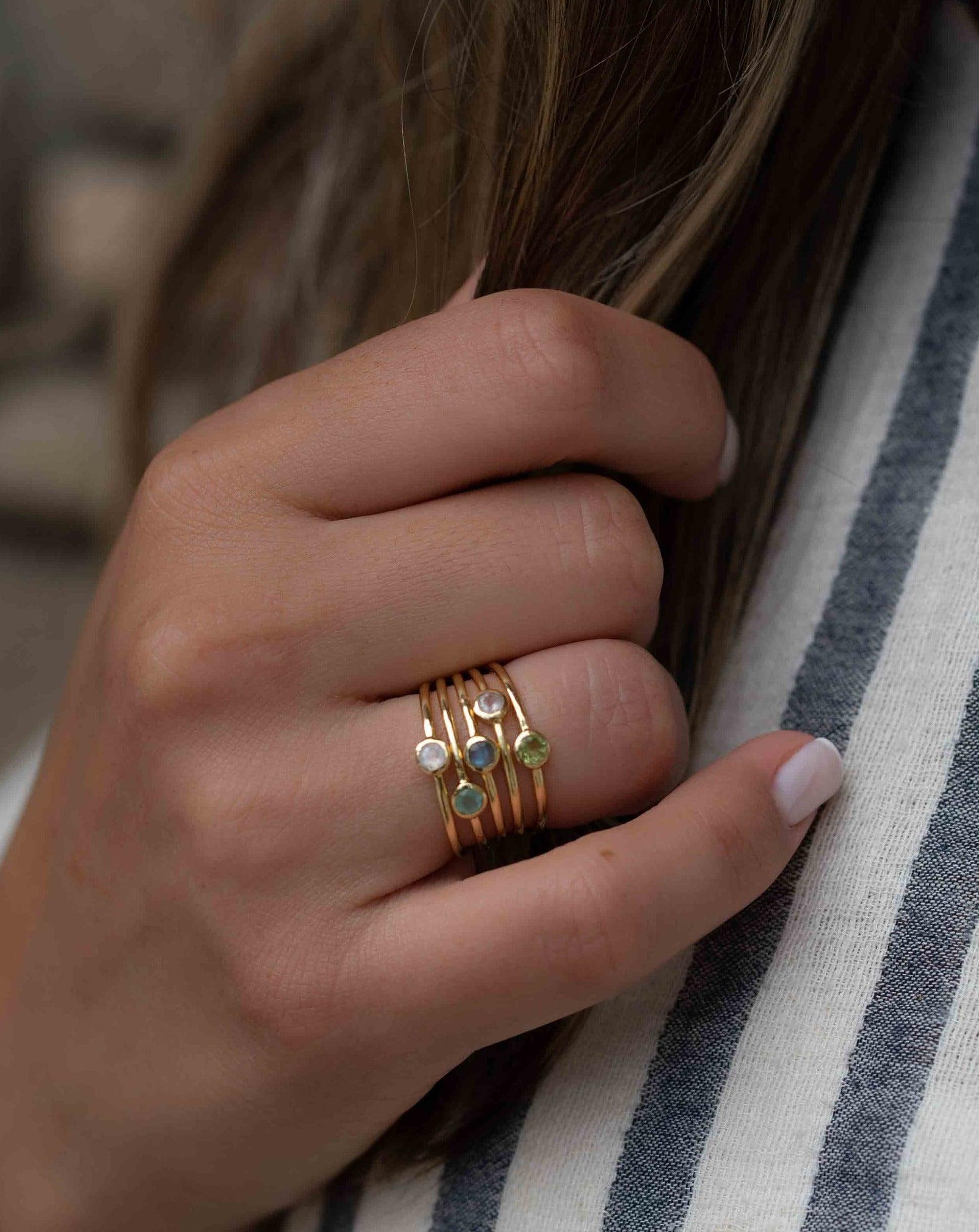 Peridot Gold Ring ~ Delicate ~ 18k Gold Plated ~ Handmade ~ Gemstone~Statement ~Everyday~ Hippie~Bohemian~Stackable ~MR327