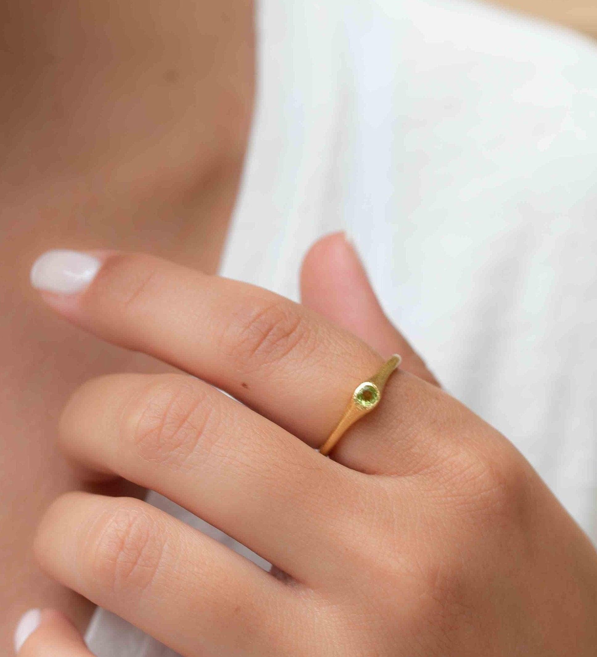 Peridot Gold Ring ~ Delicate ~ 18k Gold Plated ~ Handmade ~ Gemstone~Statement ~Everyday~ Hippie~Bohemian~Stackable MR330