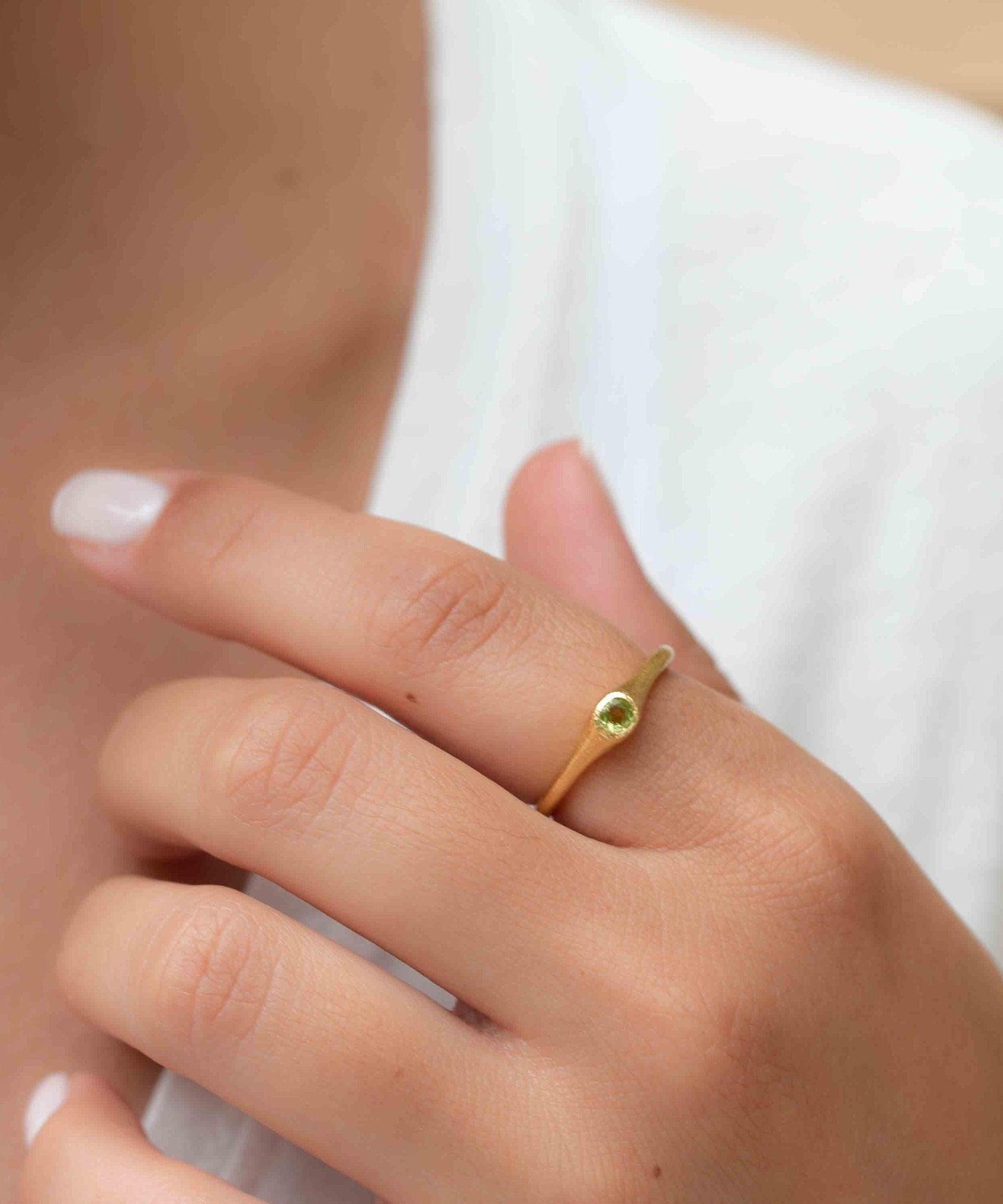 Peridot Gold Ring ~ Delicate ~ 18k Gold Plated ~ Handmade ~ Gemstone~Statement ~Everyday~ Hippie~Bohemian~Stackable MR330