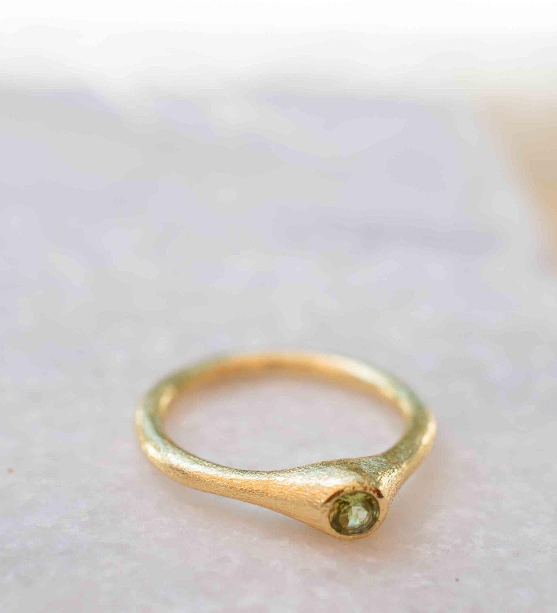 Peridot Gold Ring ~ Delicate ~ 18k Gold Plated ~ Handmade ~ Gemstone~Statement ~Everyday~ Hippie~Bohemian~Stackable MR330
