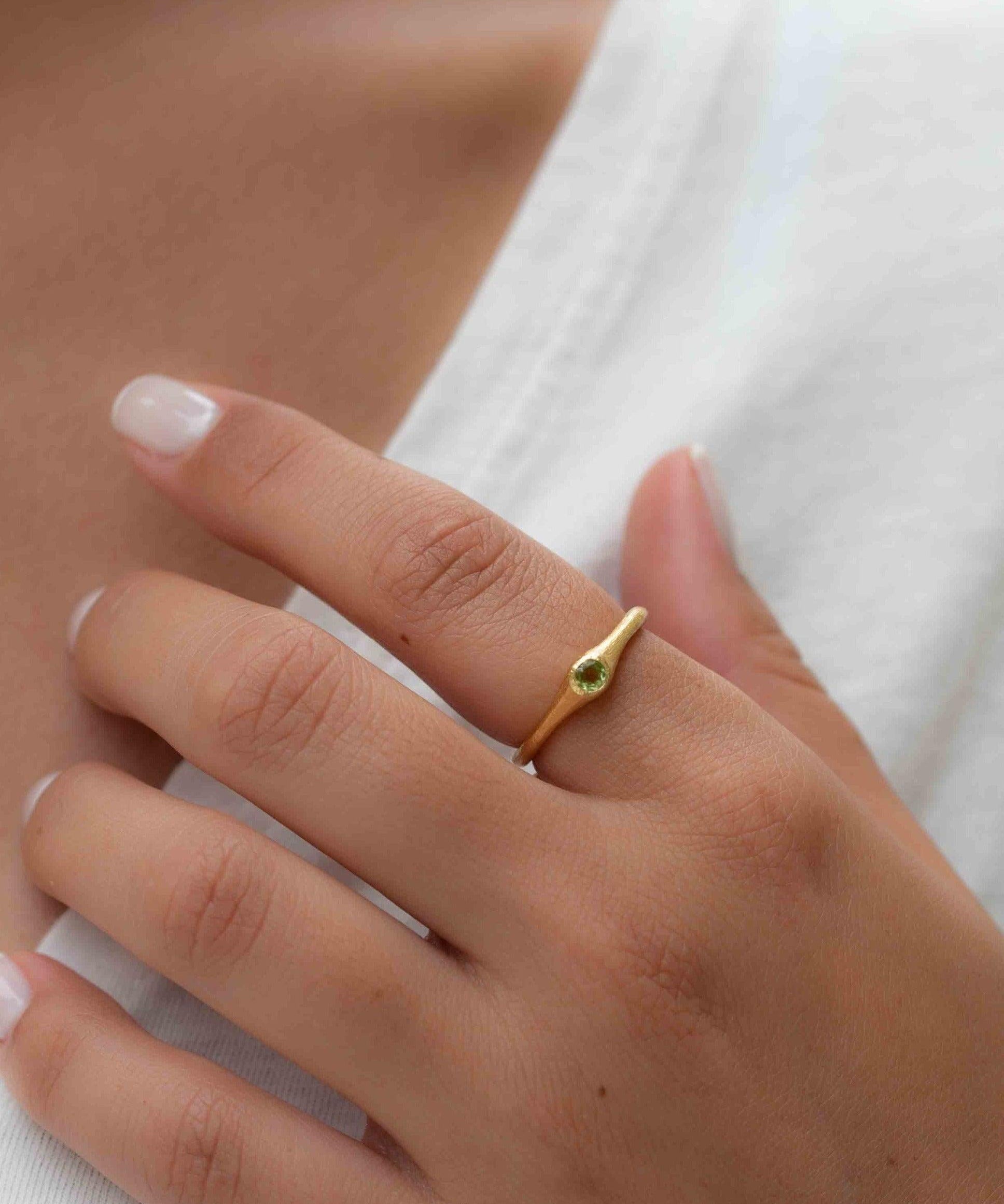 Peridot Gold Ring ~ Delicate ~ 18k Gold Plated ~ Handmade ~ Gemstone~Statement ~Everyday~ Hippie~Bohemian~Stackable MR330