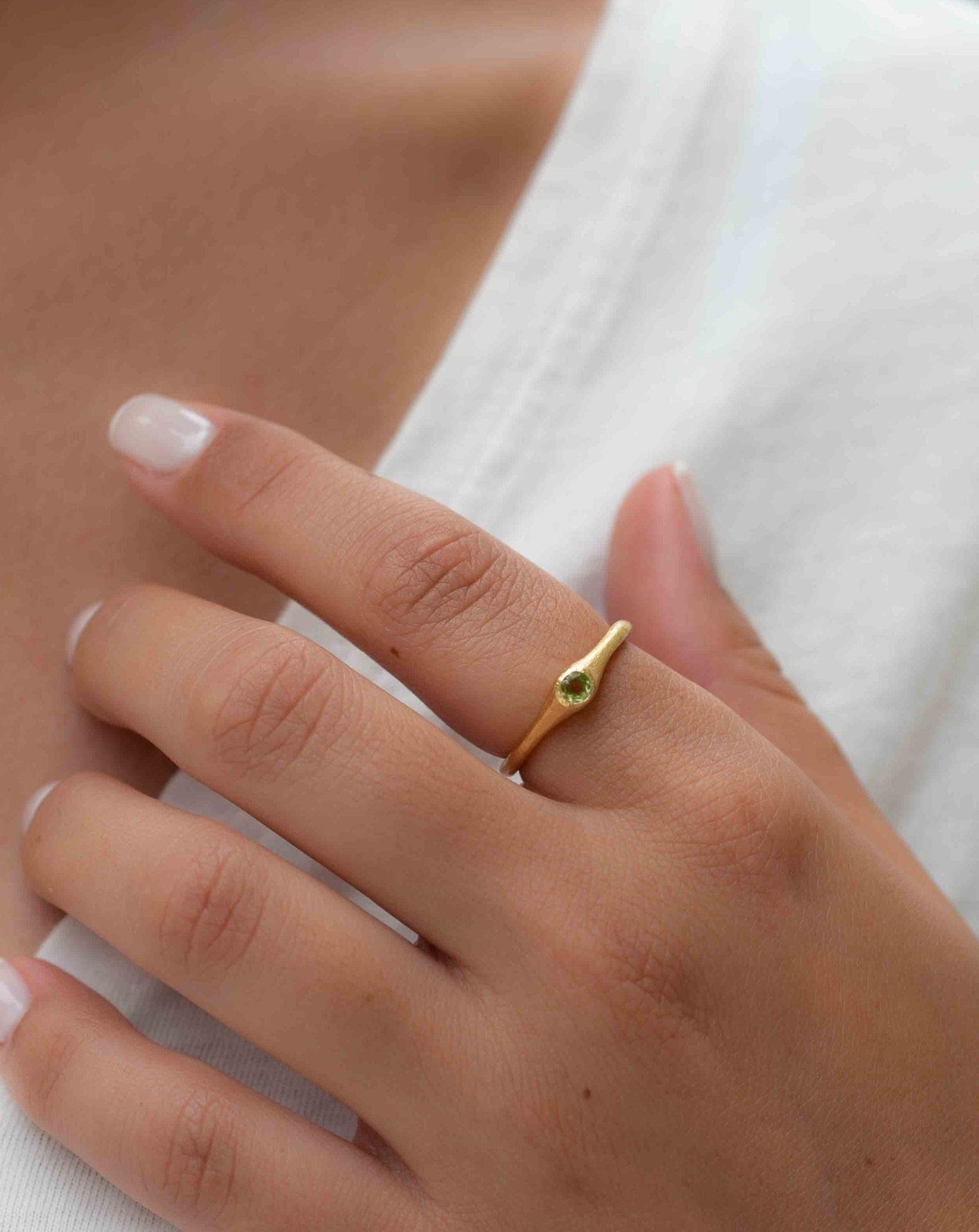 Peridot Gold Ring ~ Delicate ~ 18k Gold Plated ~ Handmade ~ Gemstone~Statement ~Everyday~ Hippie~Bohemian~Stackable MR330