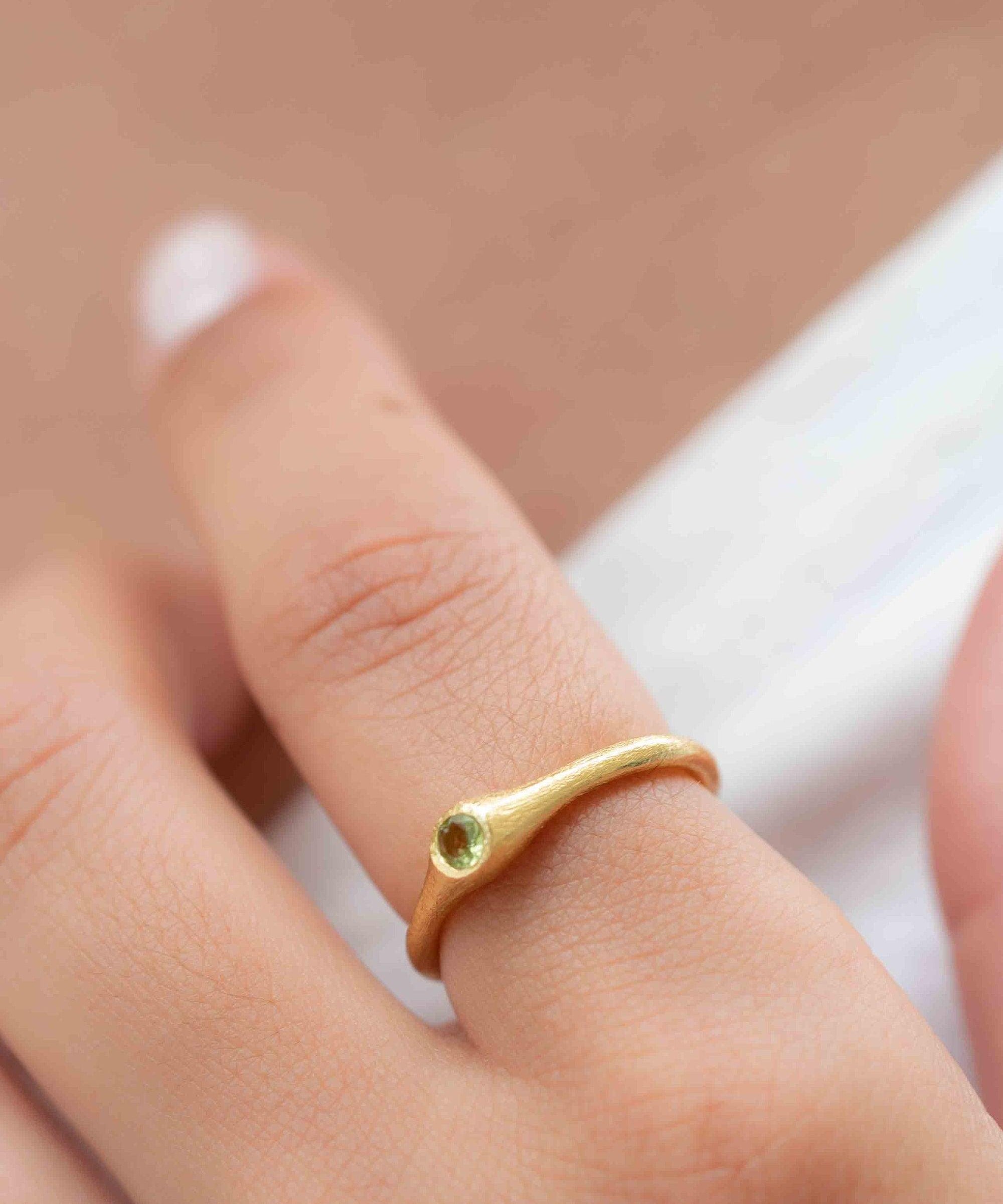 Peridot Gold Ring ~ Delicate ~ 18k Gold Plated ~ Handmade ~ Gemstone~Statement ~Everyday~ Hippie~Bohemian~Stackable MR330
